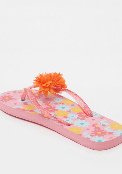 Floral Print Slip-On Thong Slippers-Girl%27s Flip Flops & Beach Slippers-image-2