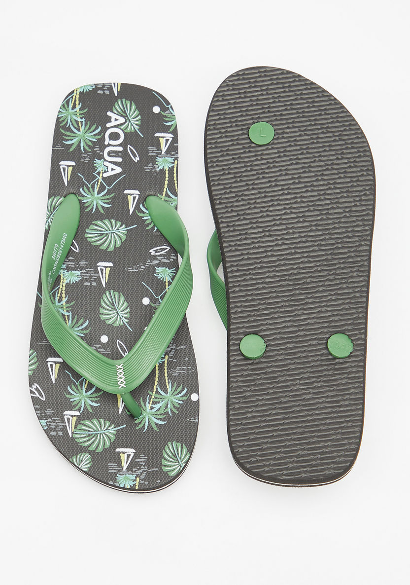 Aqua Tropical Print Slip-On Flip Flops-Boy%27s Flip Flops & Beach Slippers-image-4