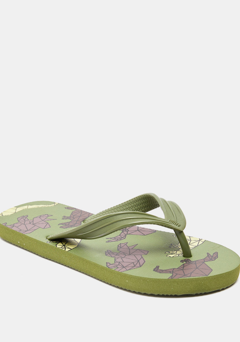 Dinosaur Print Slip-On Thong Slippers-Boy%27s Flip Flops & Beach Slippers-image-1