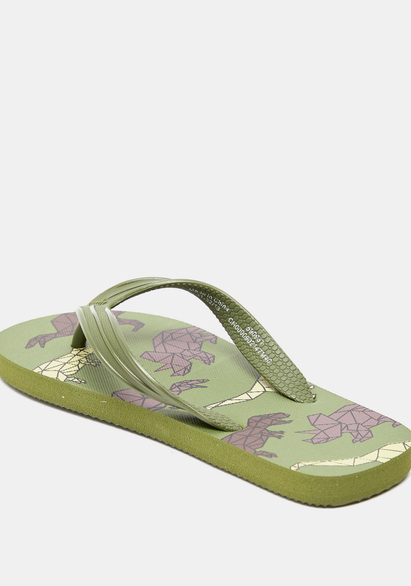 Dinosaur Print Slip-On Thong Slippers-Boy%27s Flip Flops & Beach Slippers-image-2