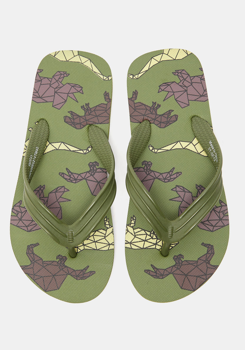 Dinosaur Print Slip-On Thong Slippers-Boy%27s Flip Flops & Beach Slippers-image-3