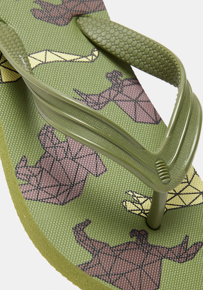 Dinosaur Print Slip-On Thong Slippers-Boy%27s Flip Flops & Beach Slippers-image-4
