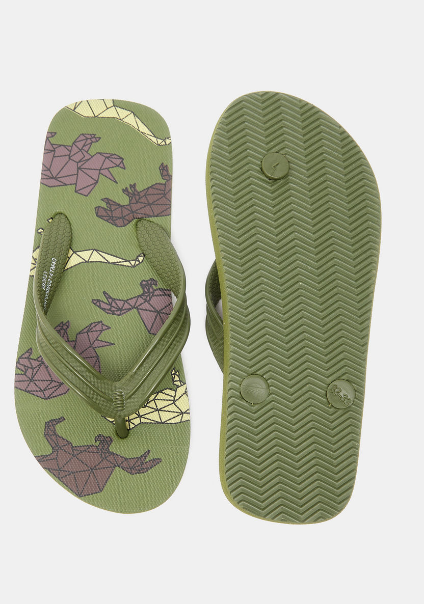 Dinosaur Print Slip-On Thong Slippers-Boy%27s Flip Flops & Beach Slippers-image-5