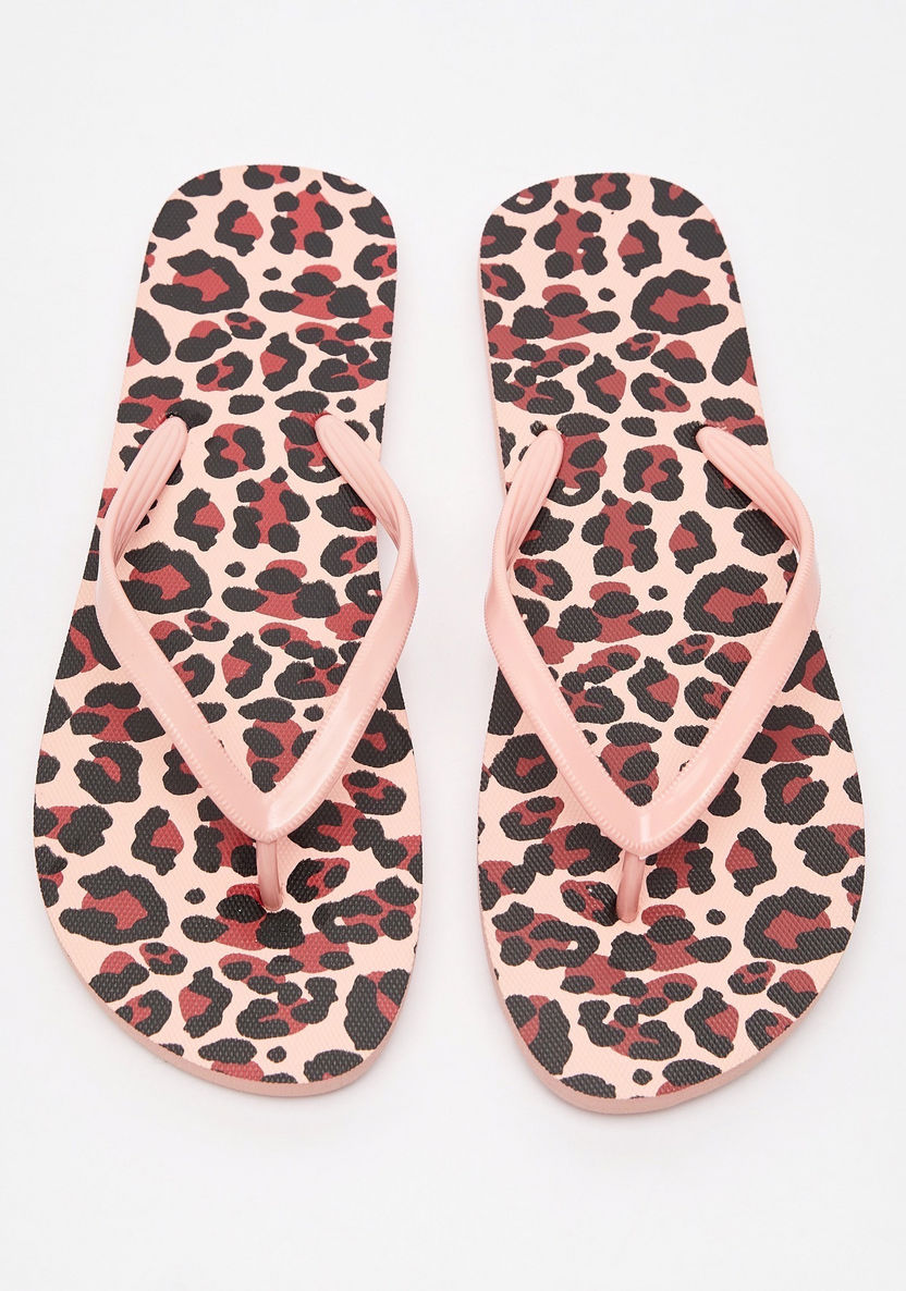 Leopard Print Slip-On Thong Slippers-Women%27s Flip Flops & Beach Slippers-image-0