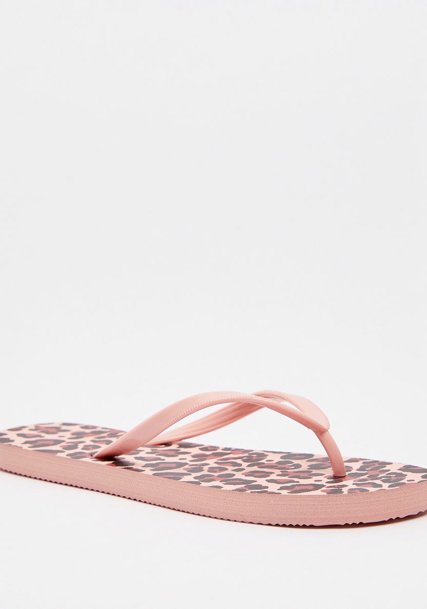 Leopard Print Slip-On Thong Slippers-Women%27s Flip Flops & Beach Slippers-image-1