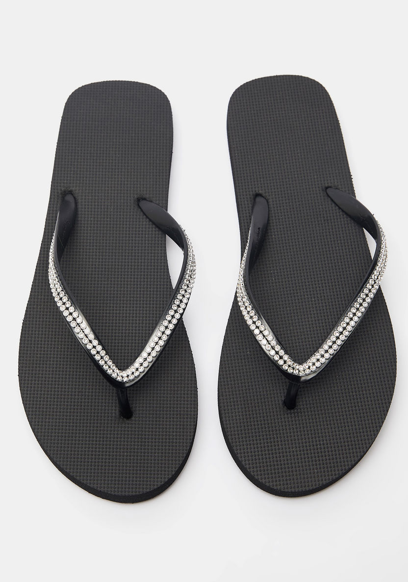 Embellished Slip-On Thong Slippers-Women%27s Flip Flops & Beach Slippers-image-0