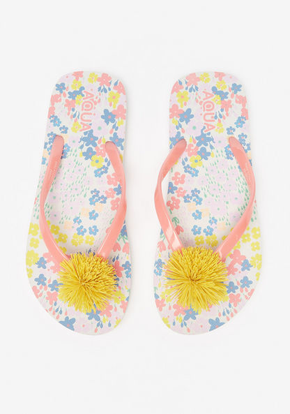 Aqua Embellished Flip Flops-Girl%27s Flip Flops & Beach Slippers-image-0