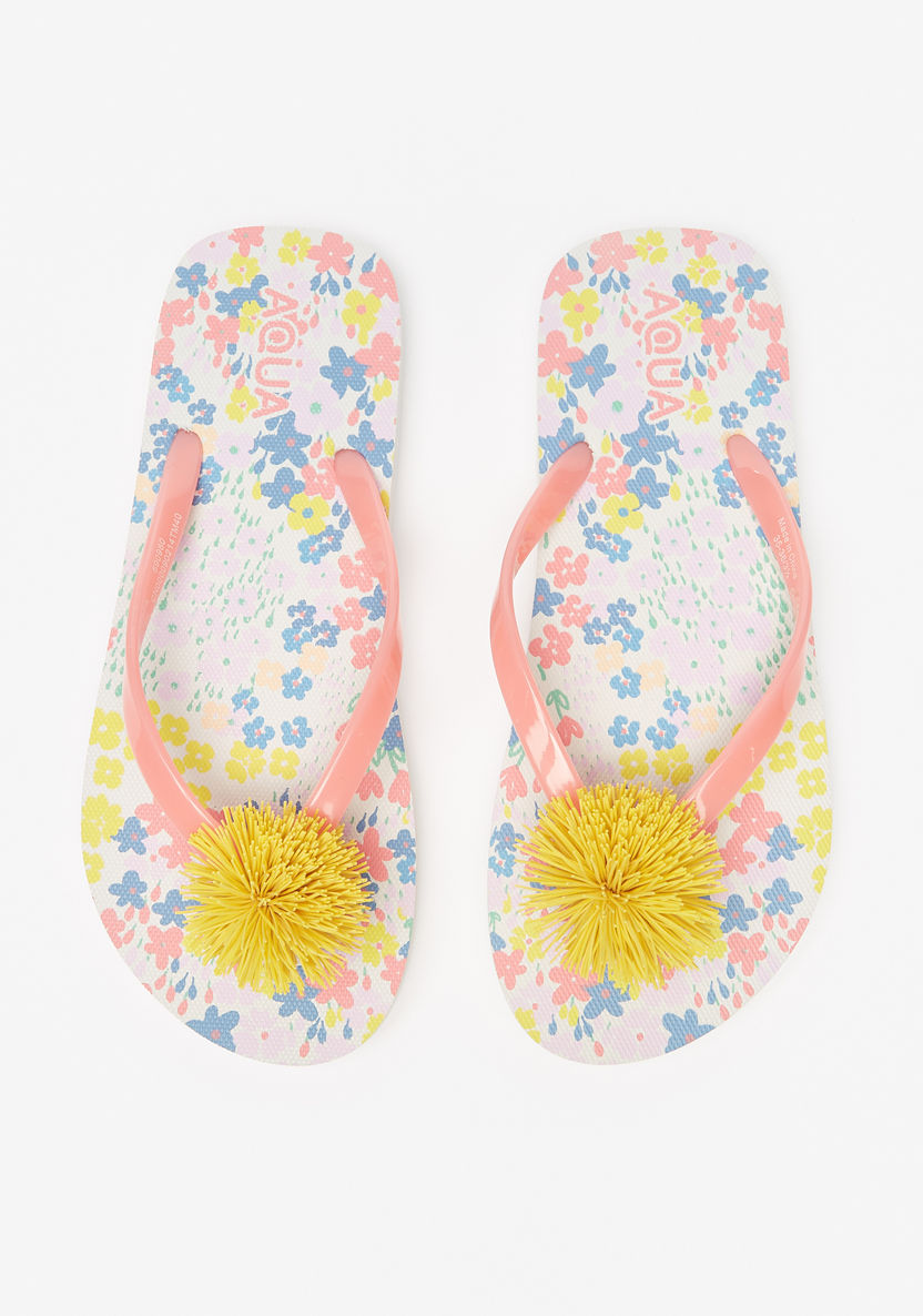 Aqua Embellished Flip Flops-Girl%27s Flip Flops & Beach Slippers-image-0