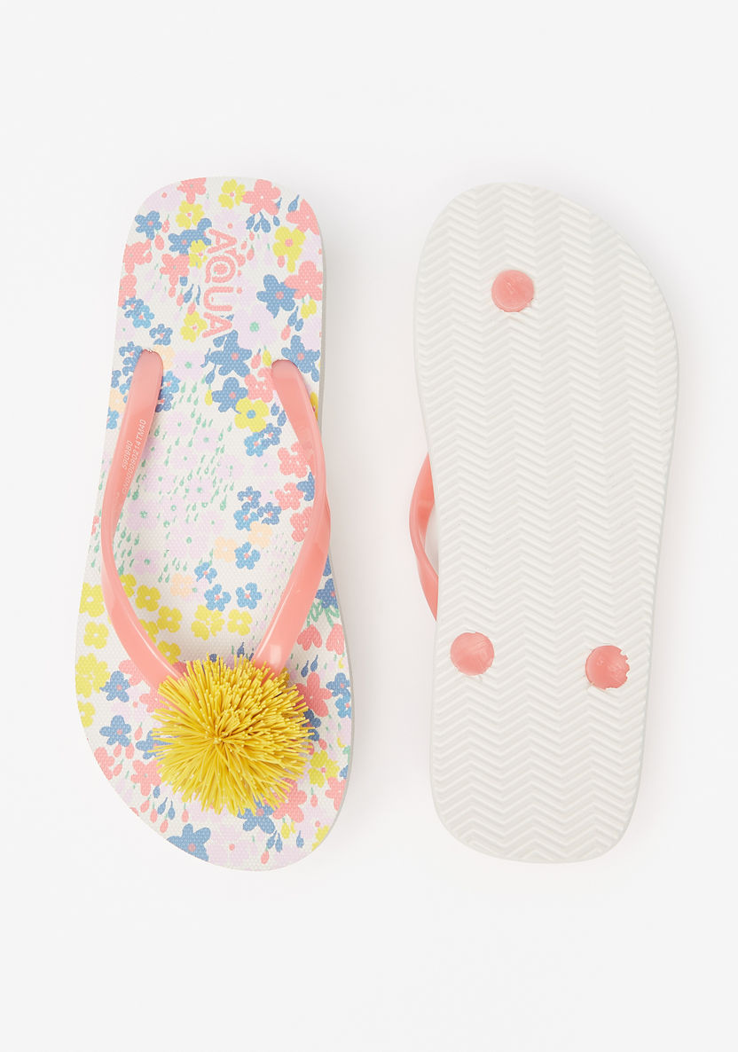 Aqua Embellished Flip Flops-Girl%27s Flip Flops & Beach Slippers-image-3