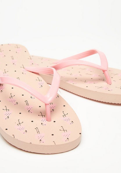 All-Over Flamingo Print Slip-On Flip Flops-Women%27s Flip Flops & Beach Slippers-image-5