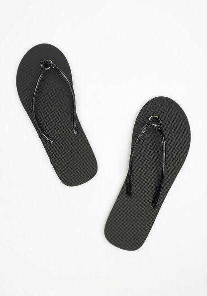 Solid Slip-On Flip Flops with Metallic Ring Accent-Women%27s Flip Flops & Beach Slippers-image-2