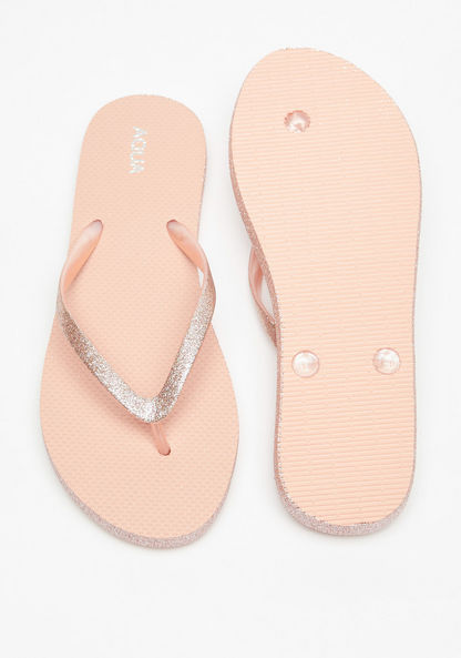 Aqua Textured Slip-On Thong Slippers-Women%27s Flip Flops & Beach Slippers-image-4