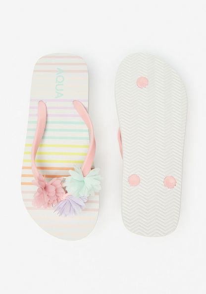 Aqua Floral Embellished Flip Flops-Girl%27s Flip Flops & Beach Slippers-image-3
