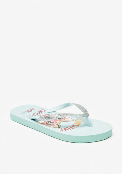 Aqua Glitter Embellished Flip Flops-Girl%27s Flip Flops & Beach Slippers-image-1