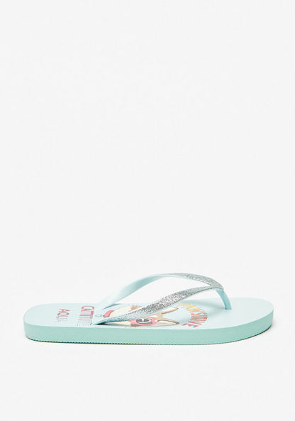 Aqua Glitter Embellished Flip Flops-Girl%27s Flip Flops & Beach Slippers-image-2
