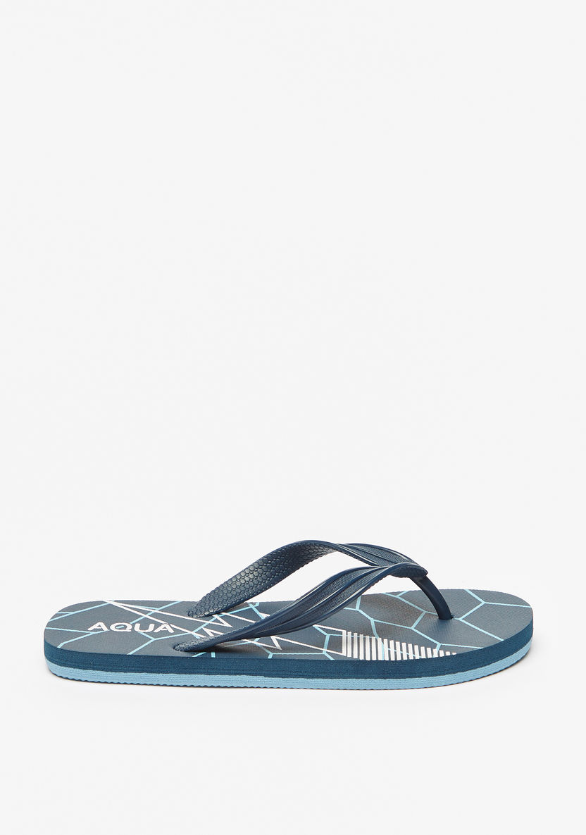 Aqua Printed Thong Slippers-Boy%27s Flip Flops & Beach Slippers-image-2