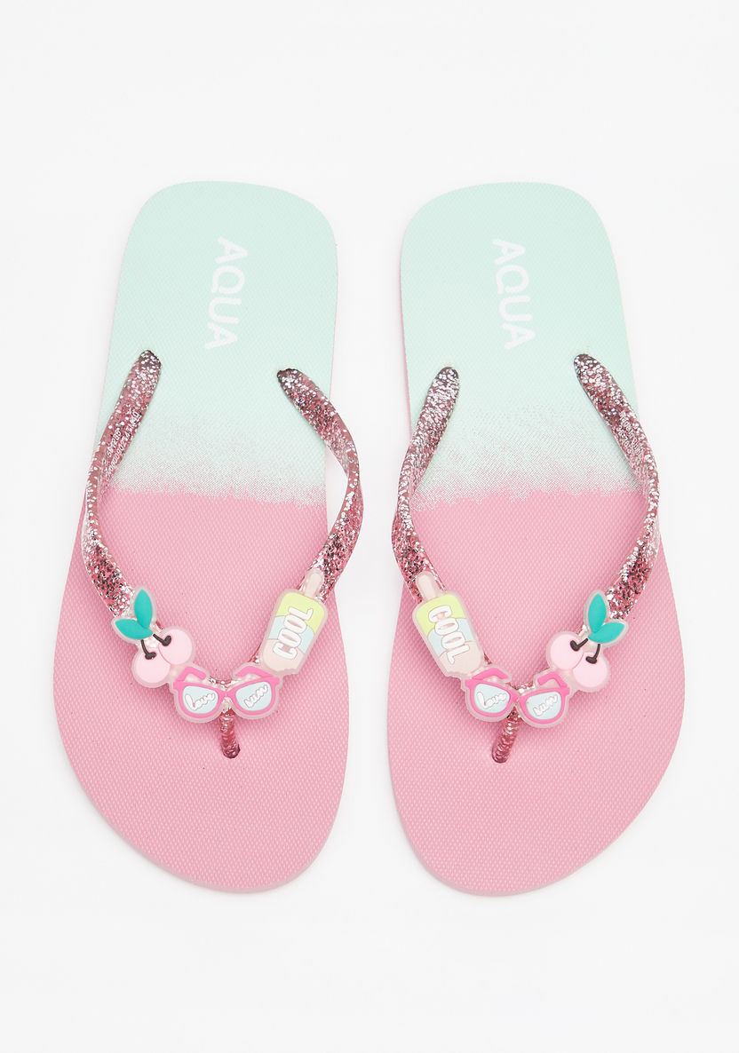 Aqua Embellished Slip-On Flip Flops-Girl%27s Flip Flops & Beach Slippers-image-0