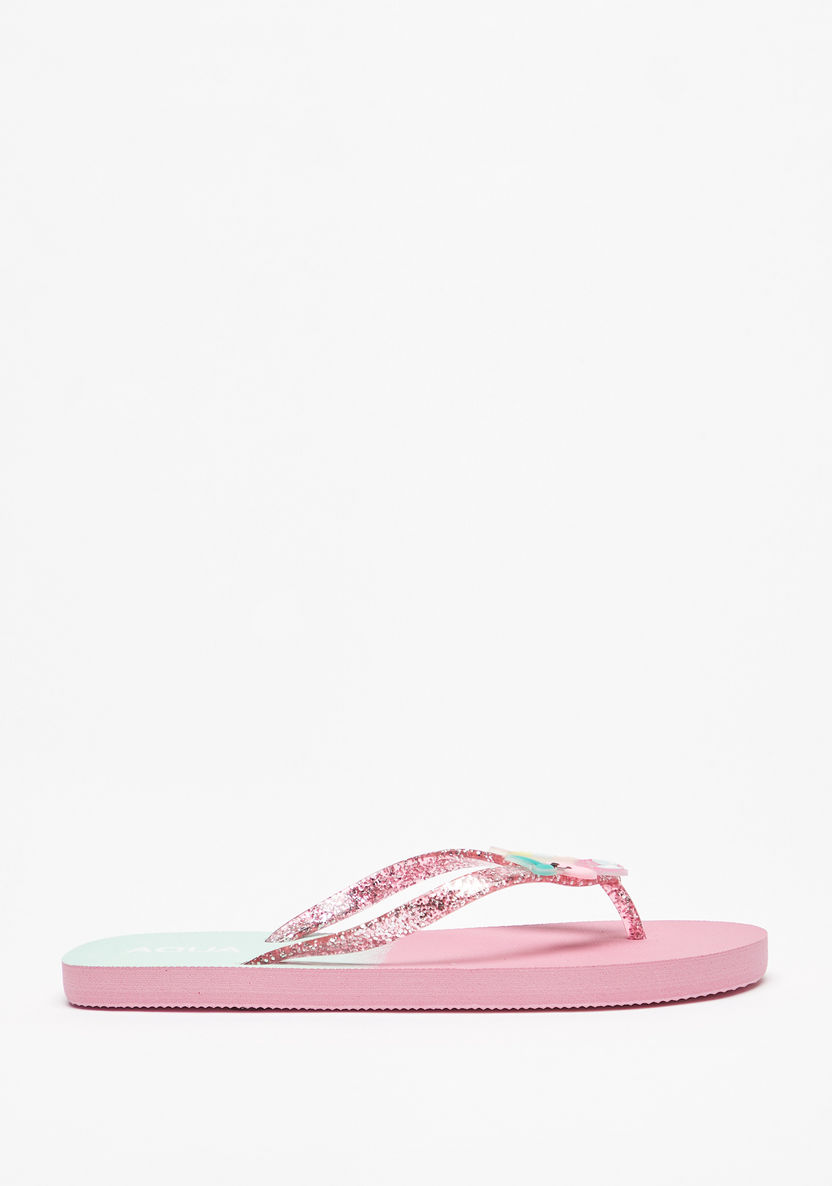 Aqua Embellished Slip-On Flip Flops-Girl%27s Flip Flops & Beach Slippers-image-2