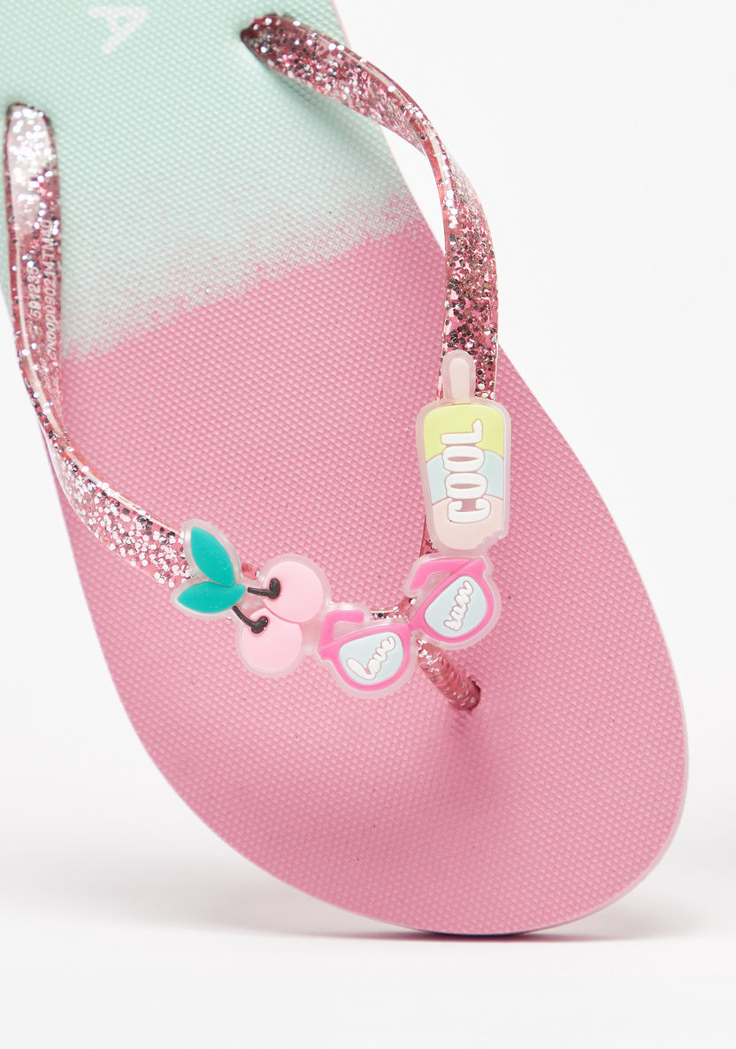 Aqua Embellished Slip-On Flip Flops-Girl%27s Flip Flops & Beach Slippers-image-3