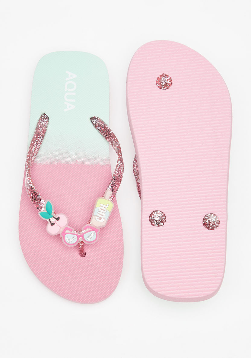 Aqua Embellished Slip-On Flip Flops-Girl%27s Flip Flops & Beach Slippers-image-4