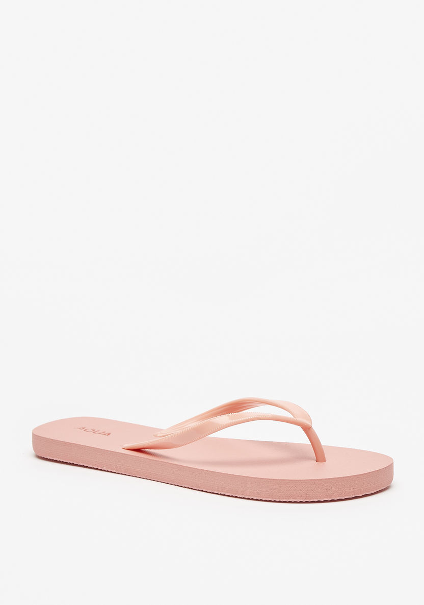 Aqua Solid Thong Slippers-Women%27s Flip Flops & Beach Slippers-image-1