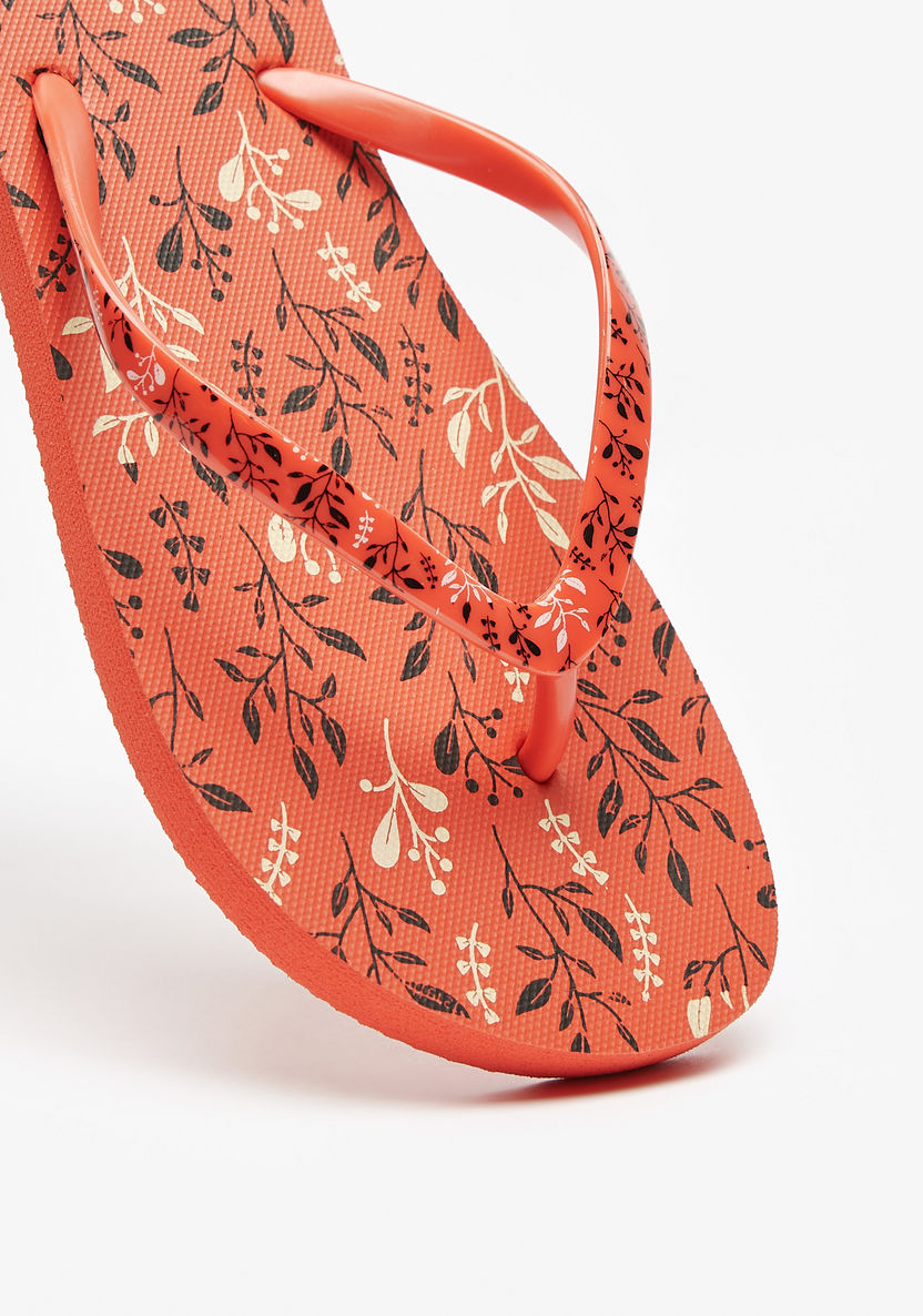 Aqua Leaf Print Slip-On Flip Flops-Women%27s Flip Flops & Beach Slippers-image-3
