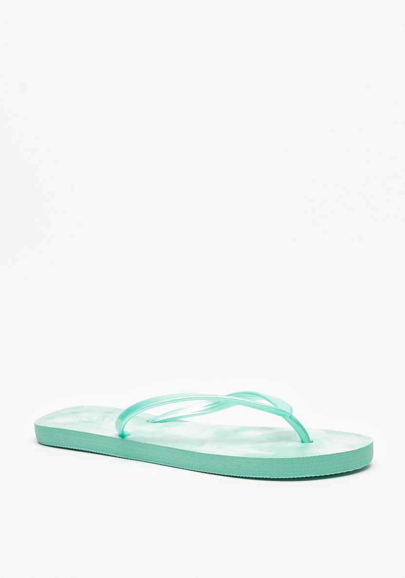 Aqua Tie-Dye Print Thong Slippers-Women%27s Flip Flops & Beach Slippers-image-2