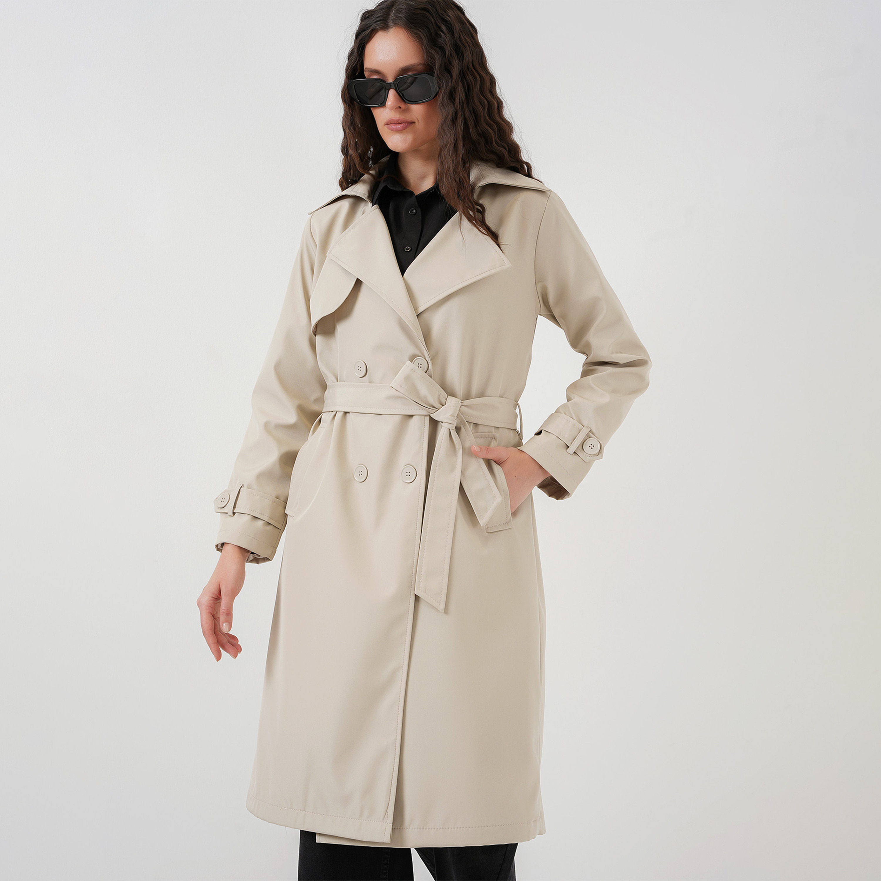 Bigdart Lapel collar Beige Women's Double Breasted Trench Coat-women-winterwear-coatsandjackets-coats-image-1