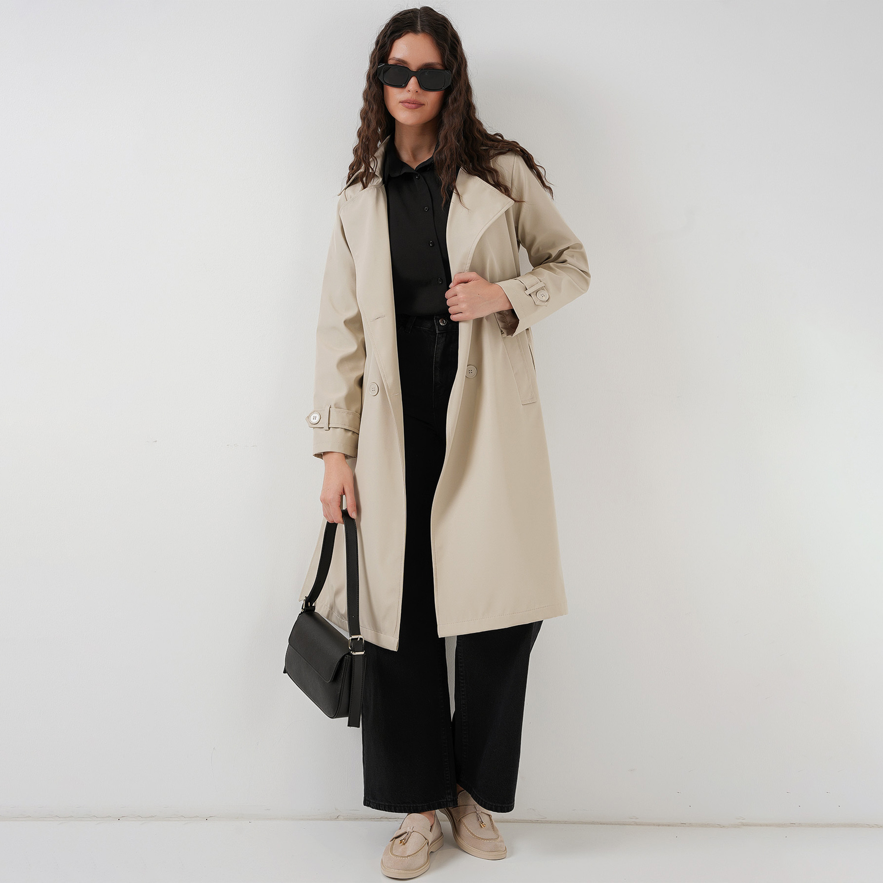 Bigdart Lapel collar Beige Women's Double Breasted Trench Coat-women-winterwear-coatsandjackets-coats-image-2