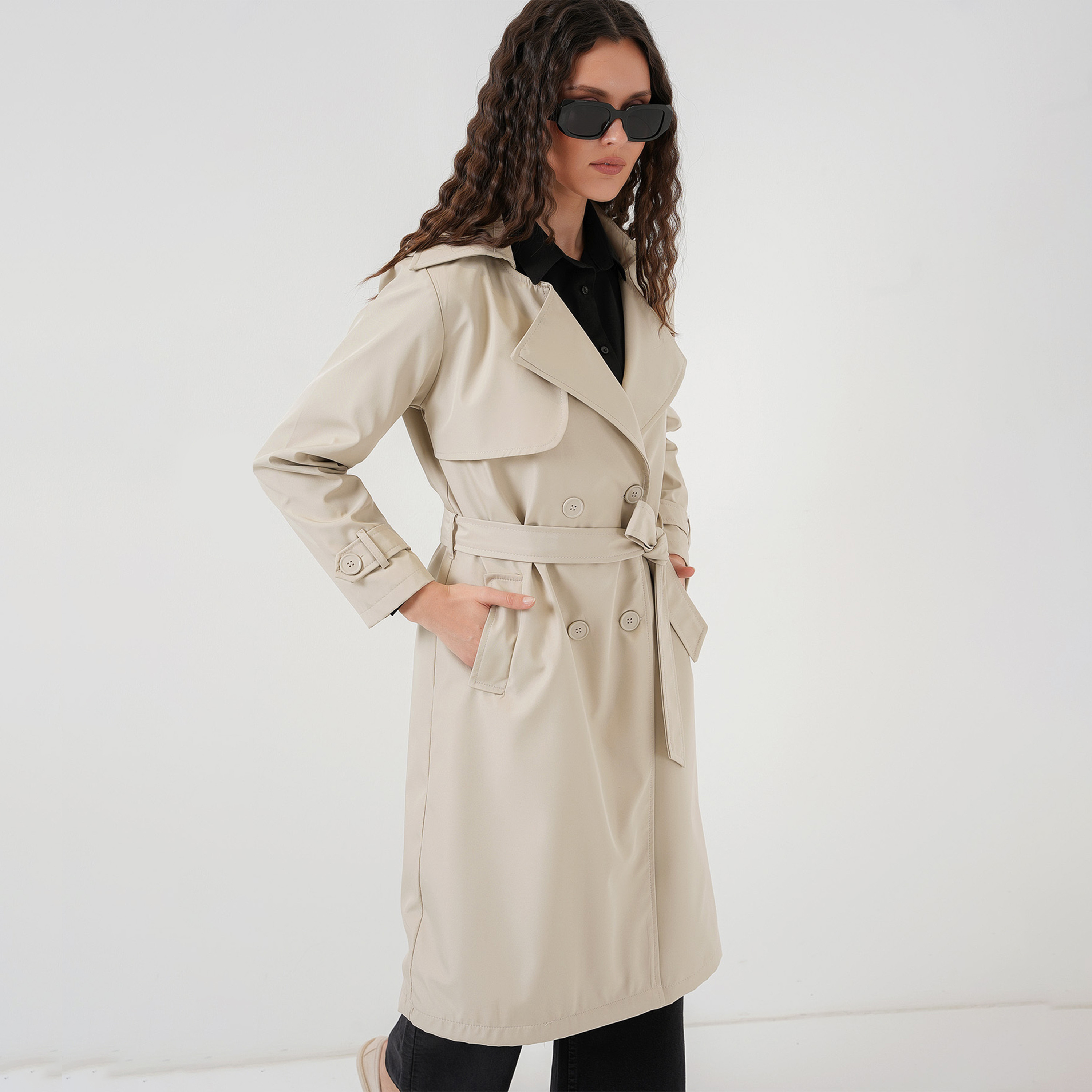 Bigdart Lapel collar Beige Women's Double Breasted Trench Coat-women-winterwear-coatsandjackets-coats-image-4