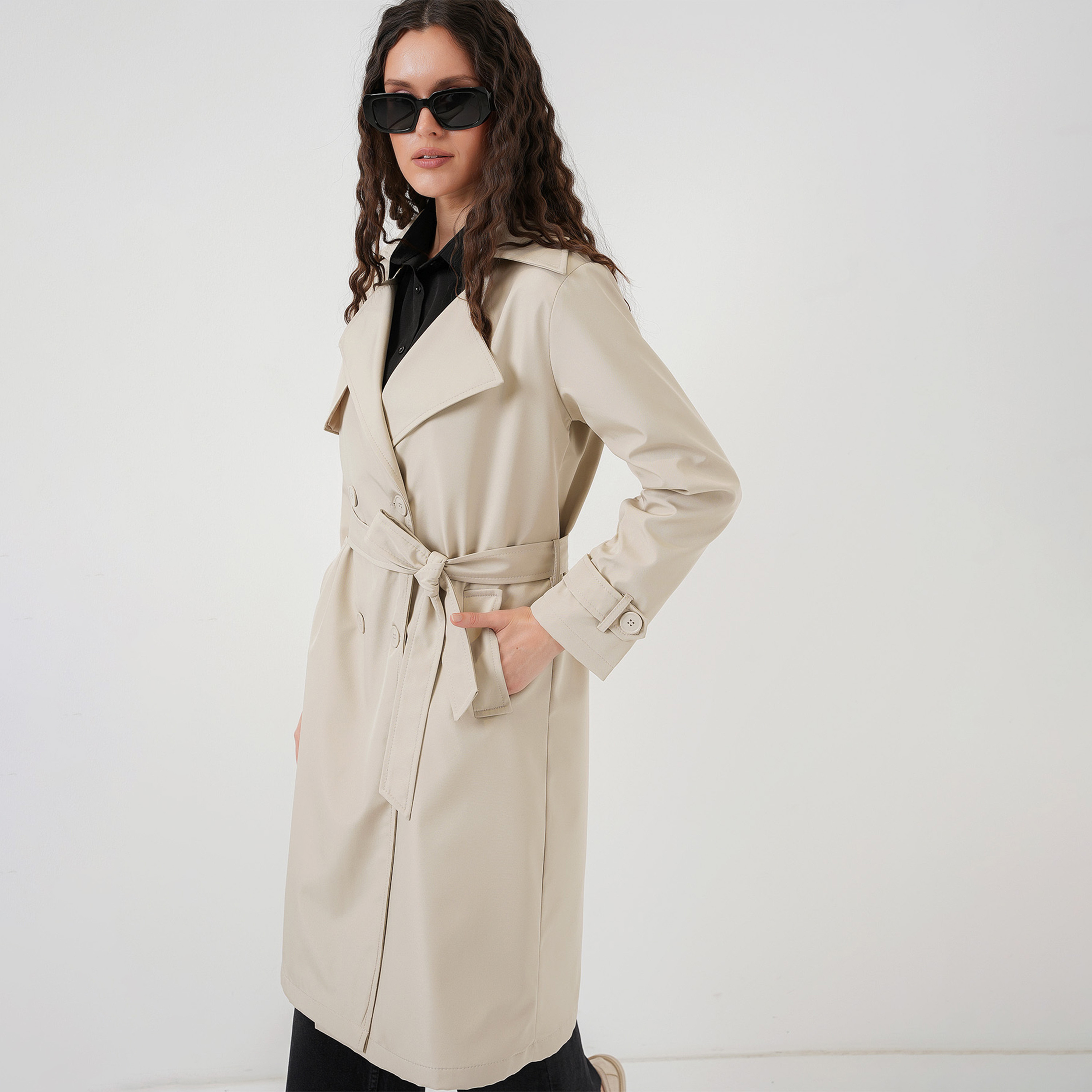 Bigdart Lapel collar Beige Women's Double Breasted Trench Coat-women-winterwear-coatsandjackets-coats-image-5