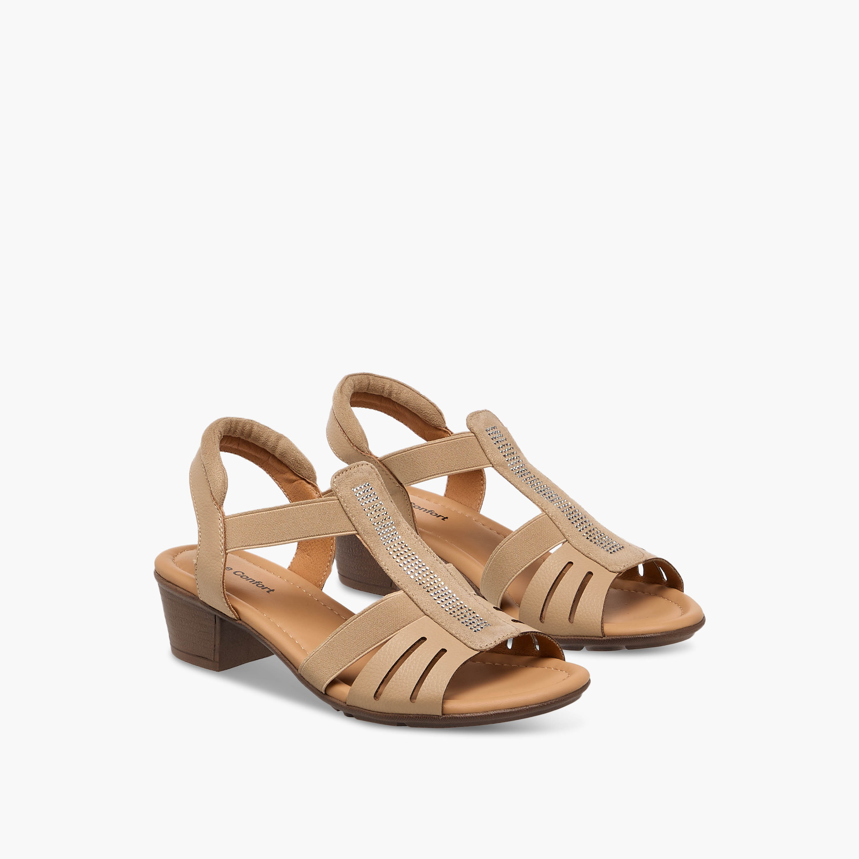 Le Confort Embellished Cutout Sandals with Block Heels-women-shoes-sandals-heeled-image-1