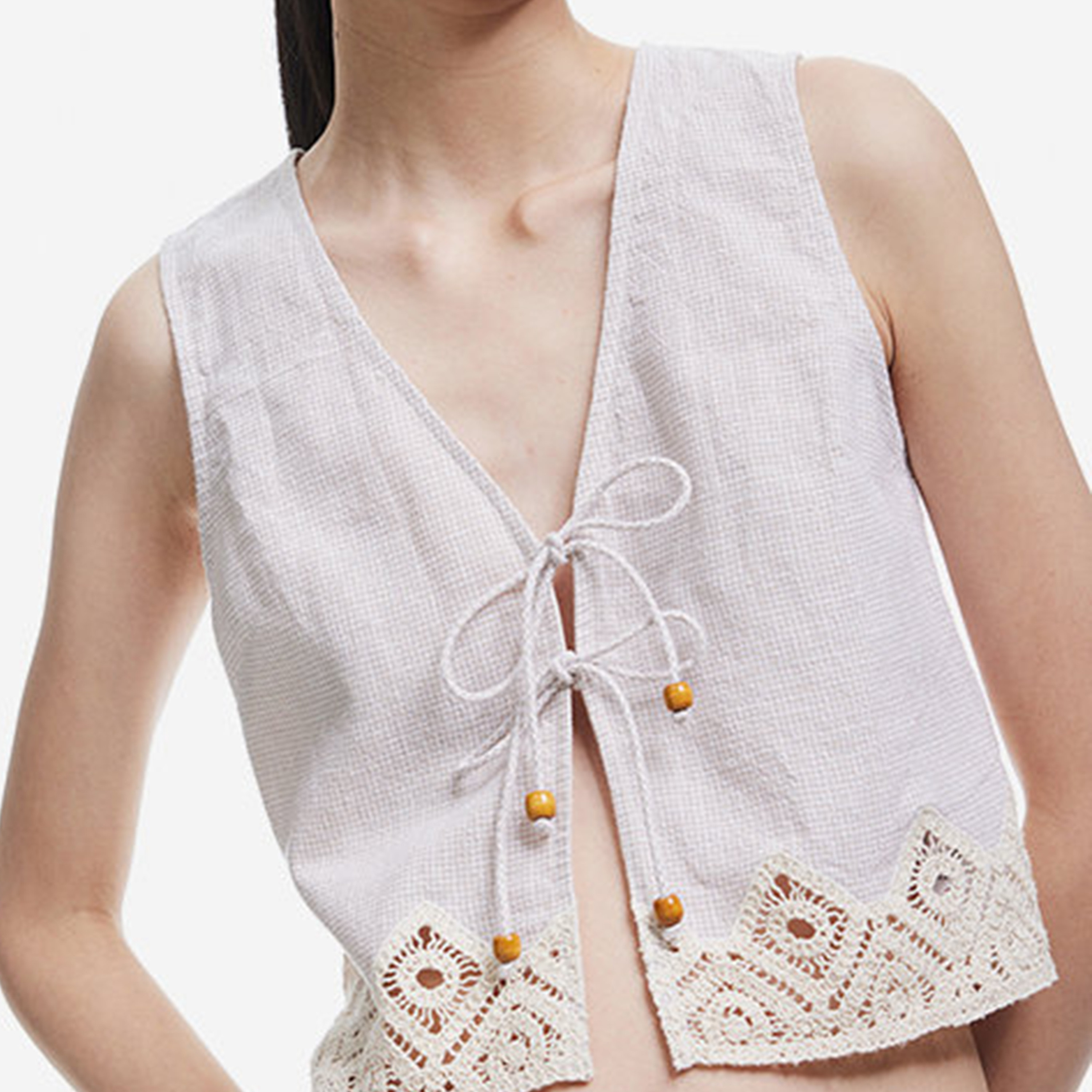 سترة قصيرة (كروب فيست) كروشيه باللون البيج للنساء من كوتون-women-clothing-shirtsandblouses-blouses-image-3