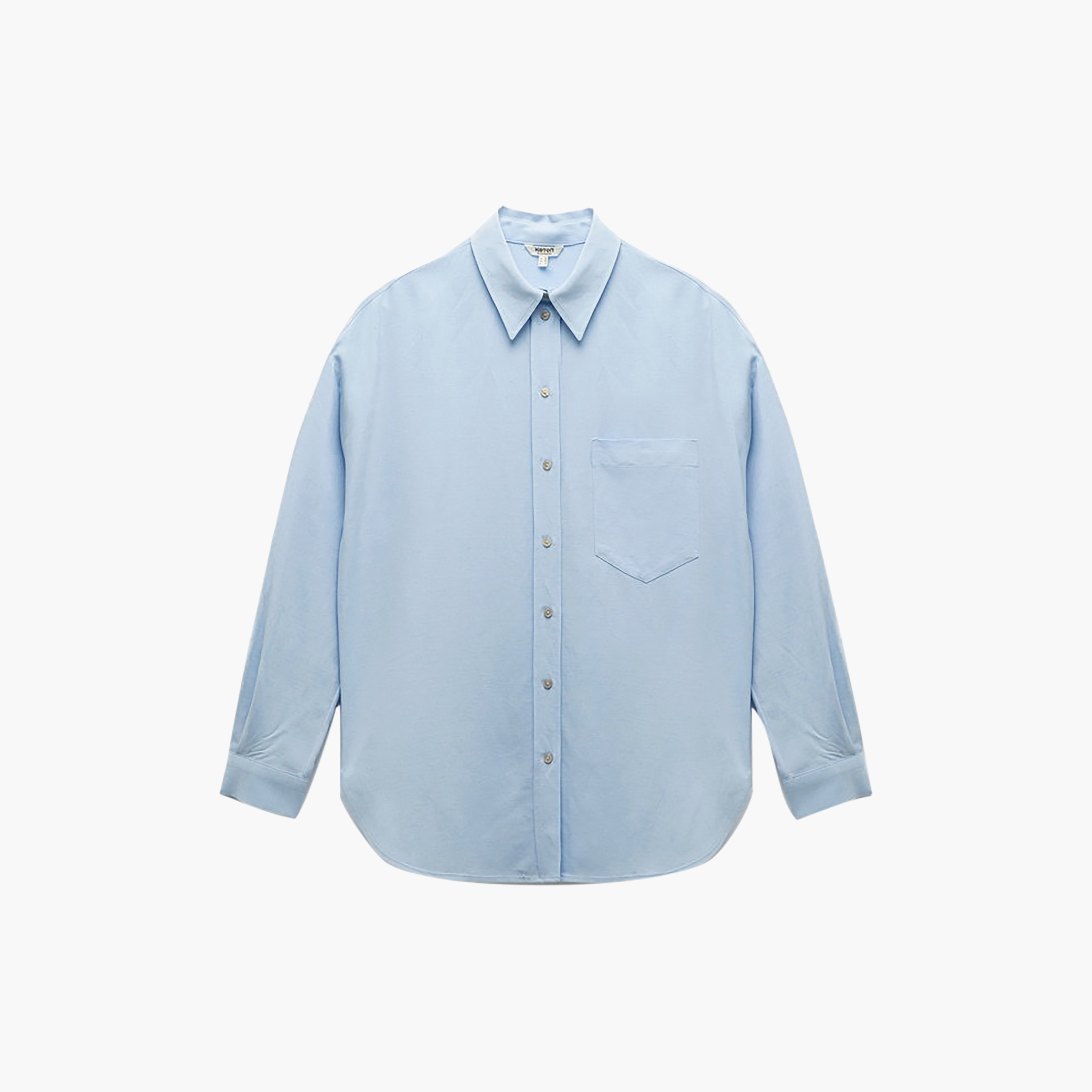 قميص كتان بأكتاف ممتدة وياقة باللون الأزرق للنساء من كوتون-women-clothing-shirtsandblouses-shirts-image-3
