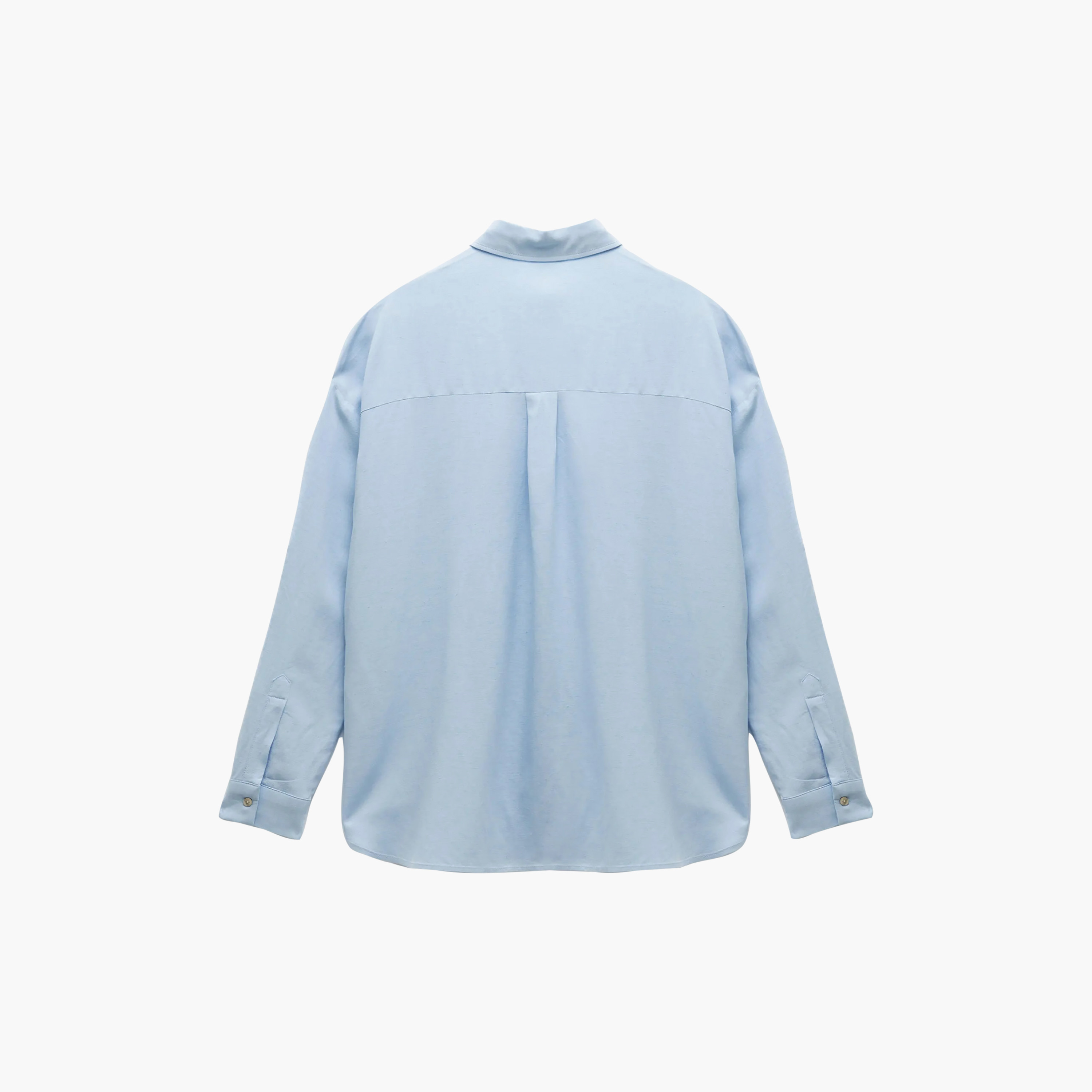 قميص كتان بأكتاف ممتدة وياقة باللون الأزرق للنساء من كوتون-women-clothing-shirtsandblouses-shirts-image-4