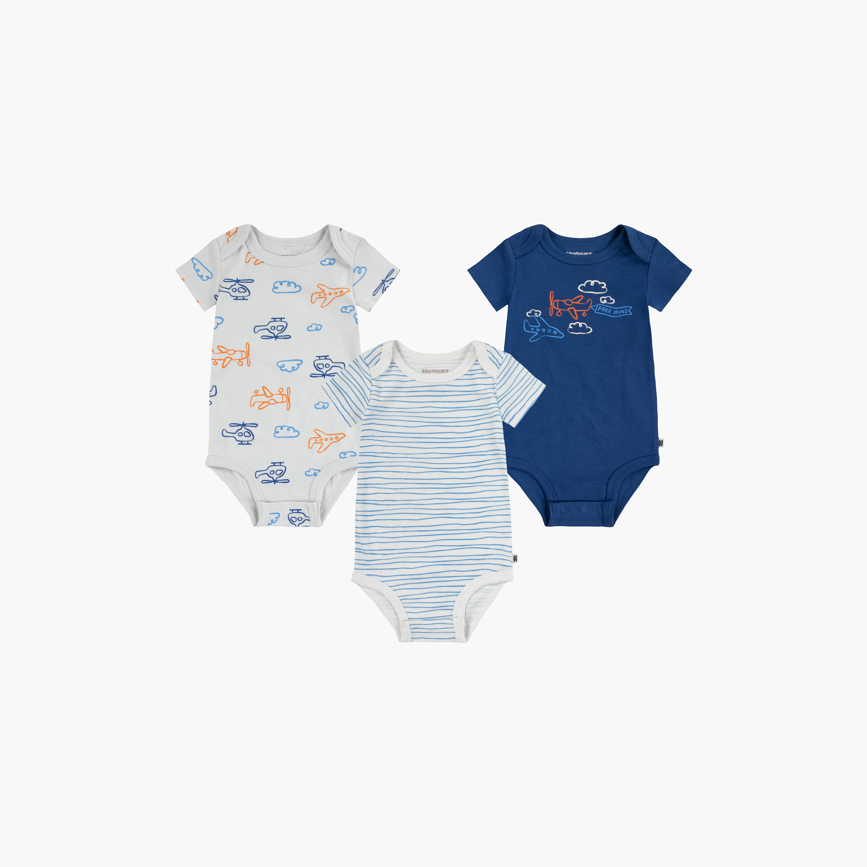 Huggies 3-Piece Printed Short Sleeves Bodysuits-baby-girls-clothing-bodysuits-image-1