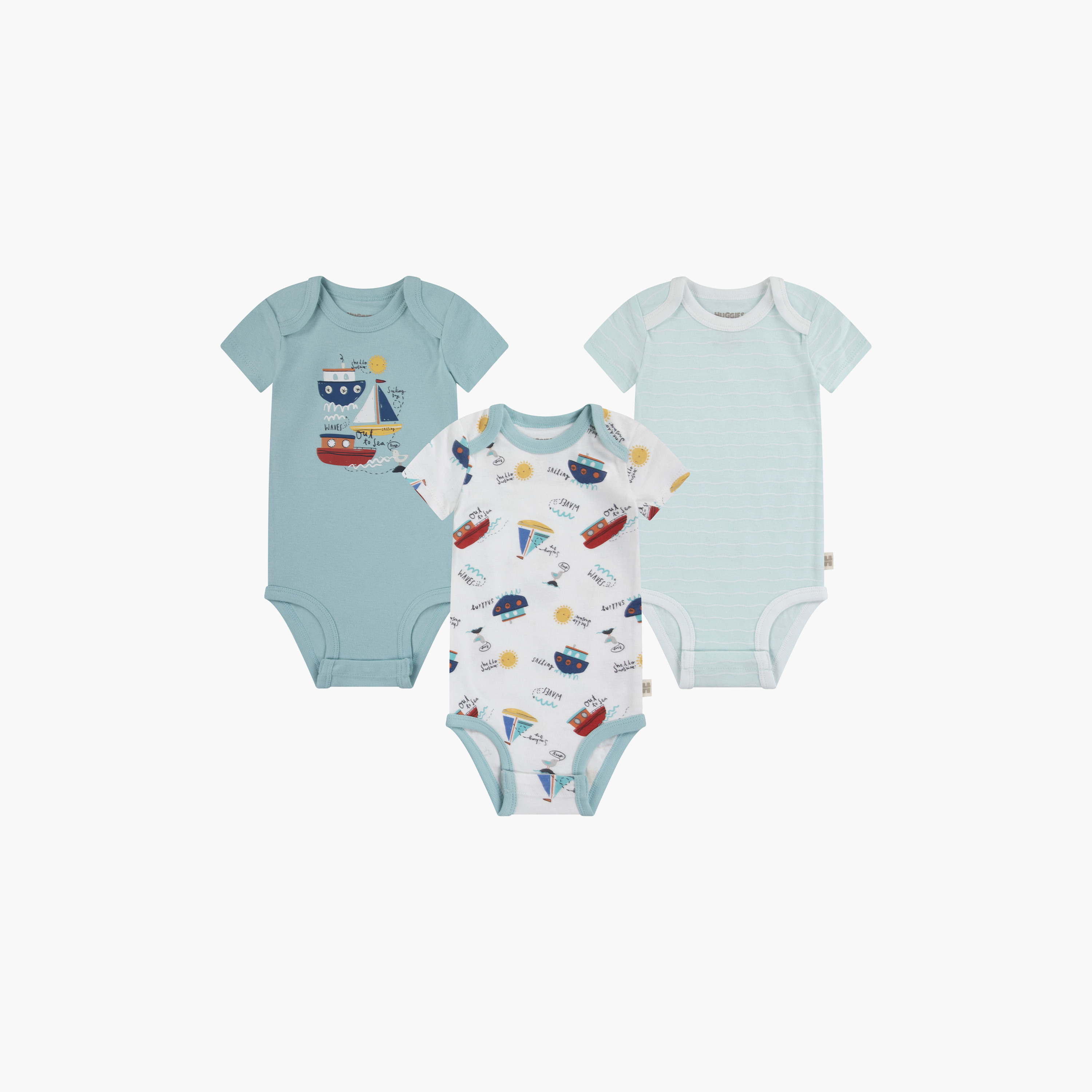 Huggies 3-Piece Printed Short Sleeves Bodysuits-baby-girls-clothing-bodysuits-image-1