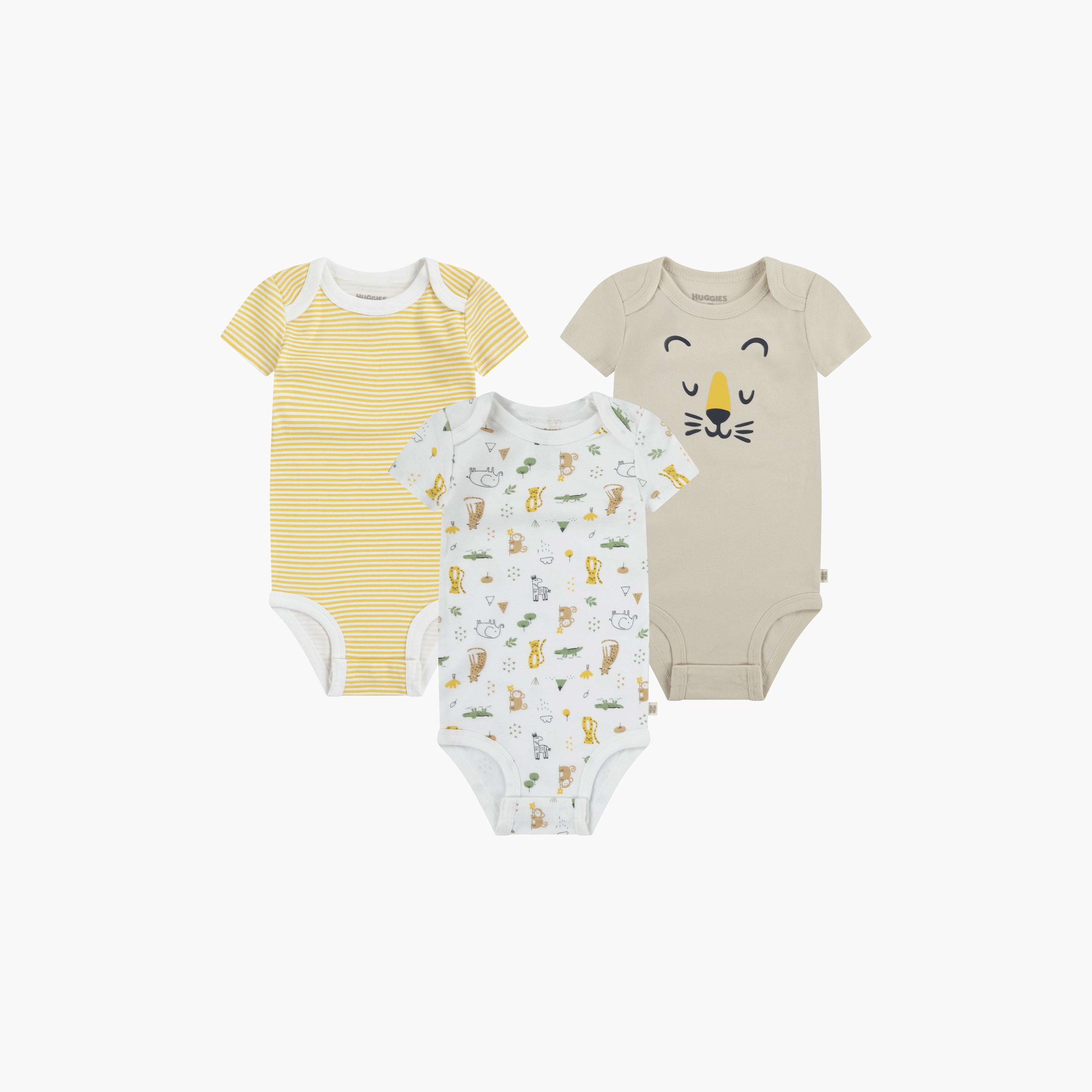 Huggies 3-Piece Printed Short Sleeves Bodysuits-baby-girls-clothing-bodysuits-image-1