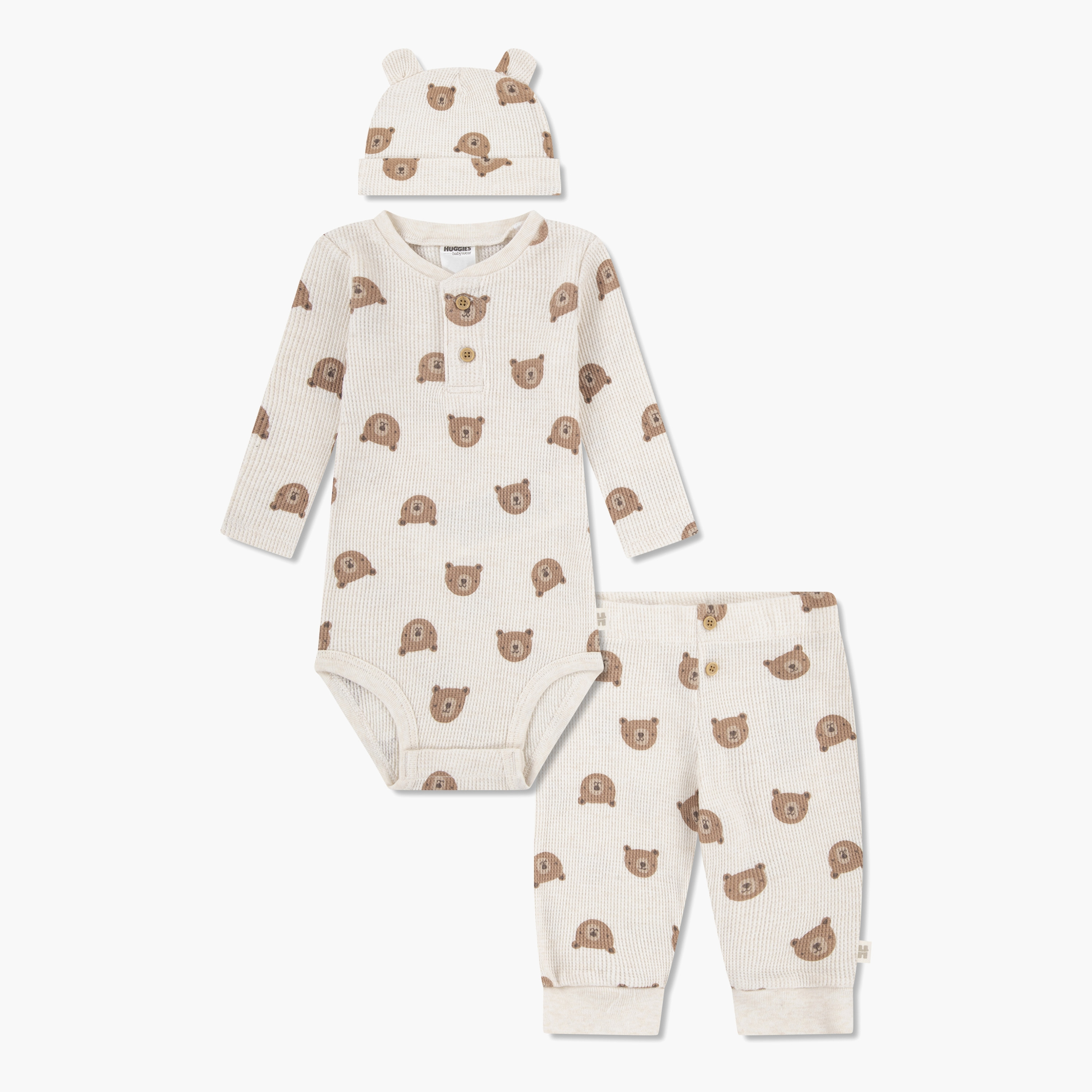 Huggies 3-Piece Printed Long Sleeves Bodysuit, Joggers with Cap-baby-girls-clothing-setsandcoords-image-1