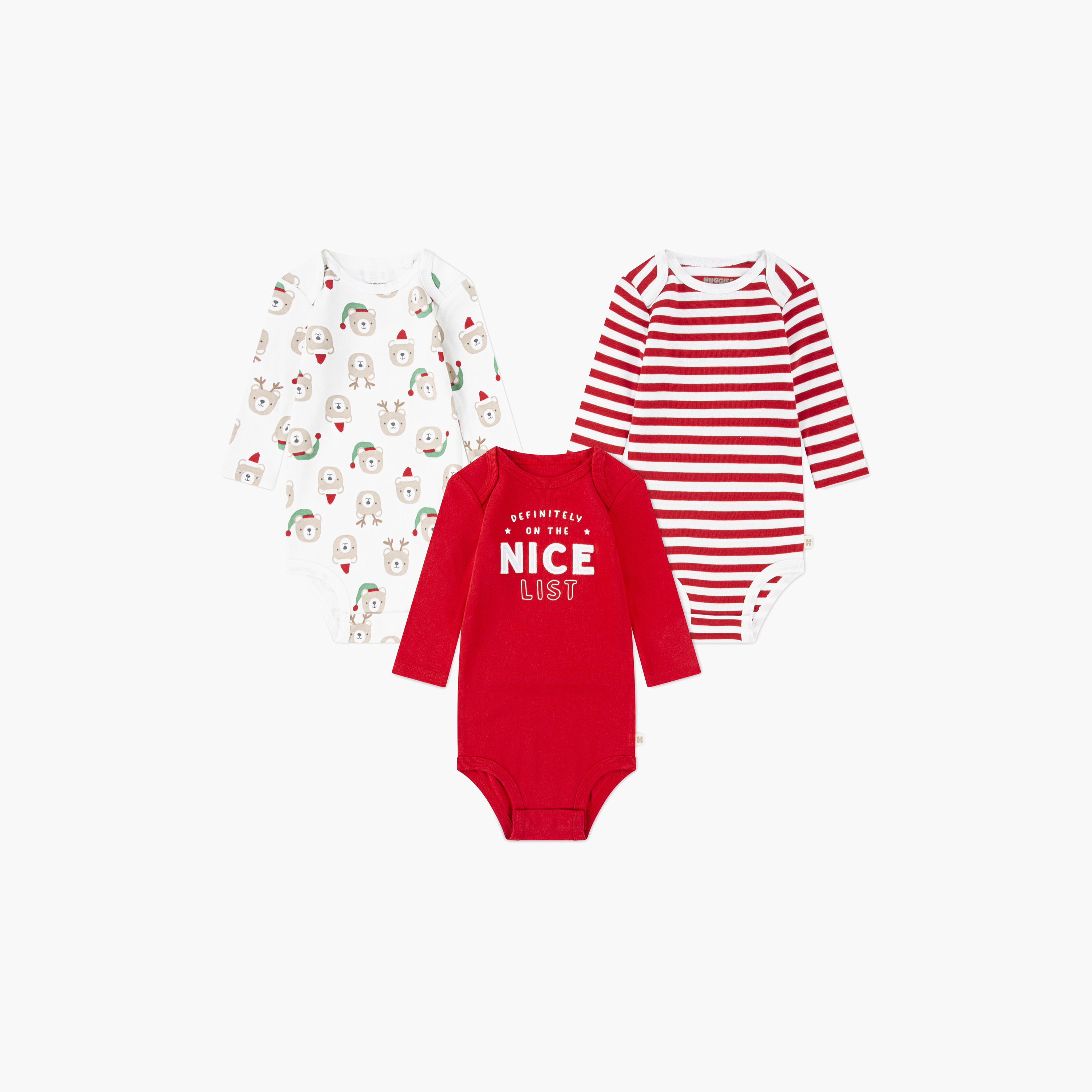 Huggies 3-Piece Solid Long Sleeves Bodysuits-baby-girls-clothing-bodysuits-image-1