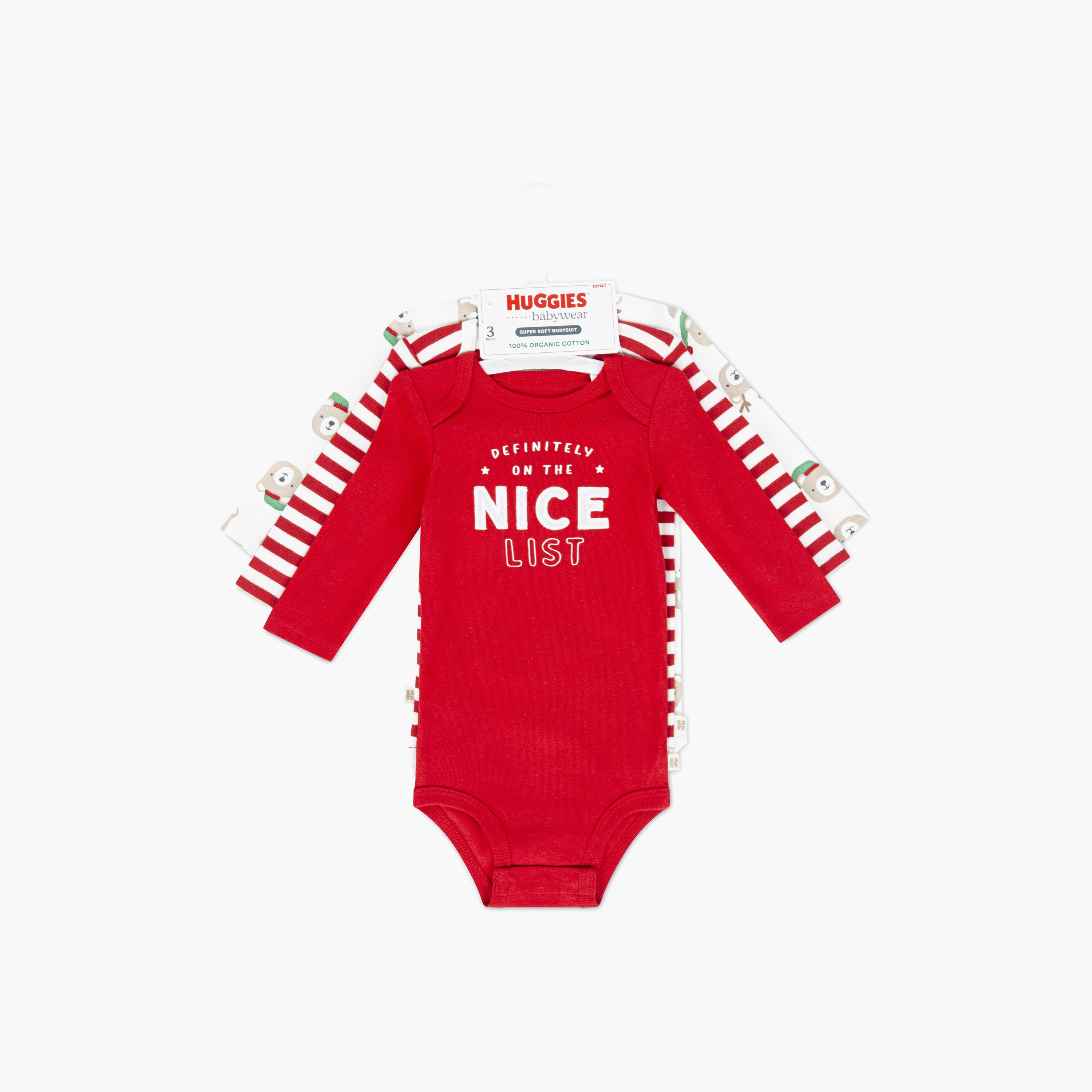 Huggies 3-Piece Solid Long Sleeves Bodysuits-baby-girls-clothing-bodysuits-image-3