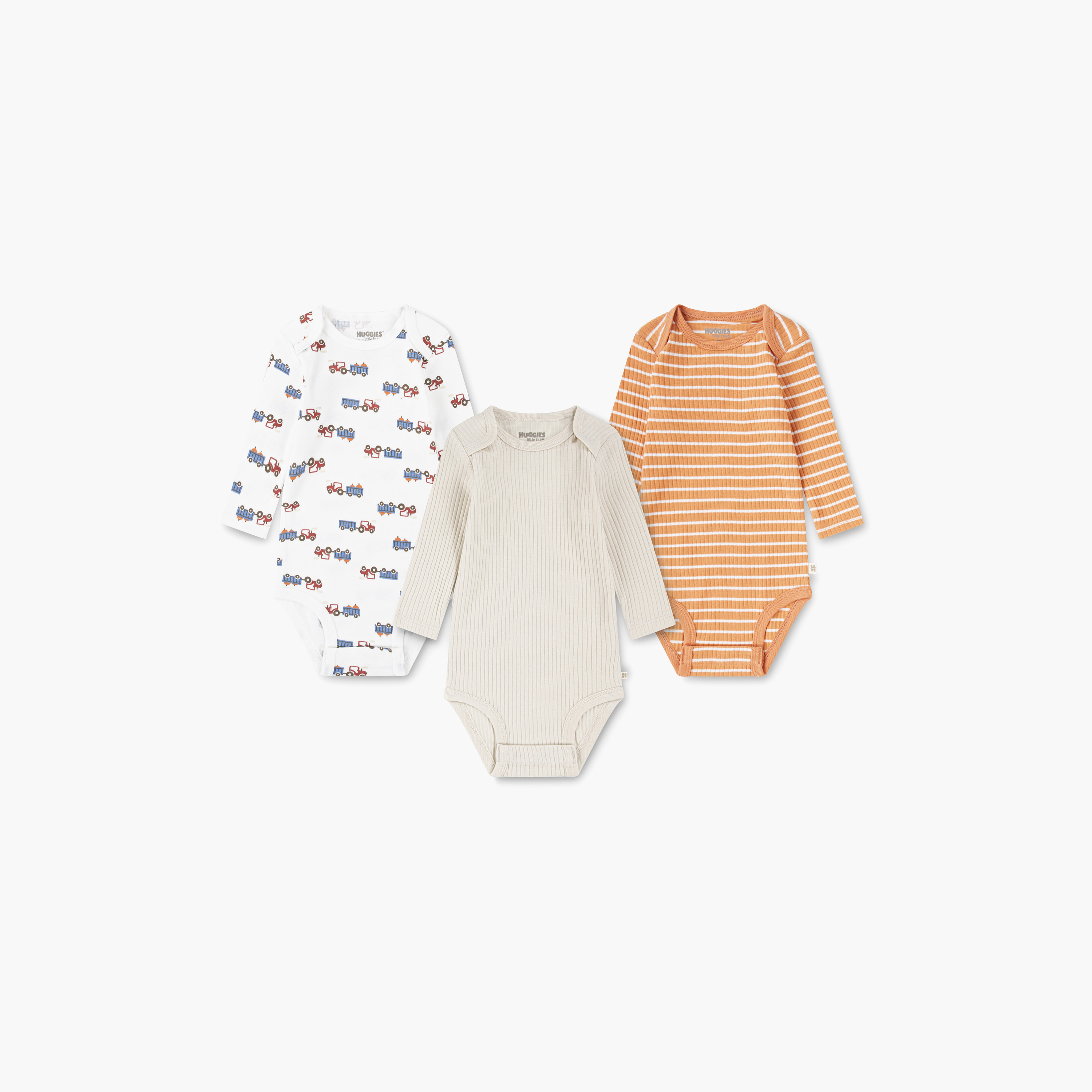 Huggies 3-Piece Printed Long Sleeves Bodysuits-baby-boys-clothing-bodysuits-image-1