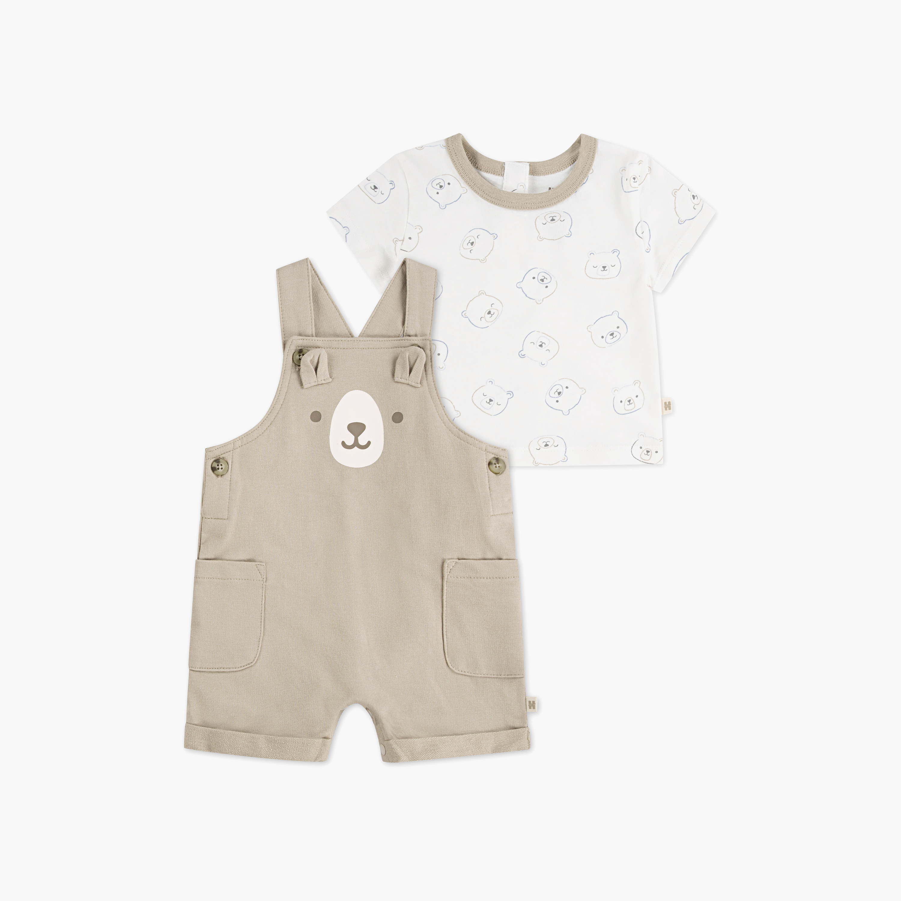 Huggies Printed Short Sleeves Dungaree with T-Shirt-baby-boys-clothing-setsandcoords-image-1