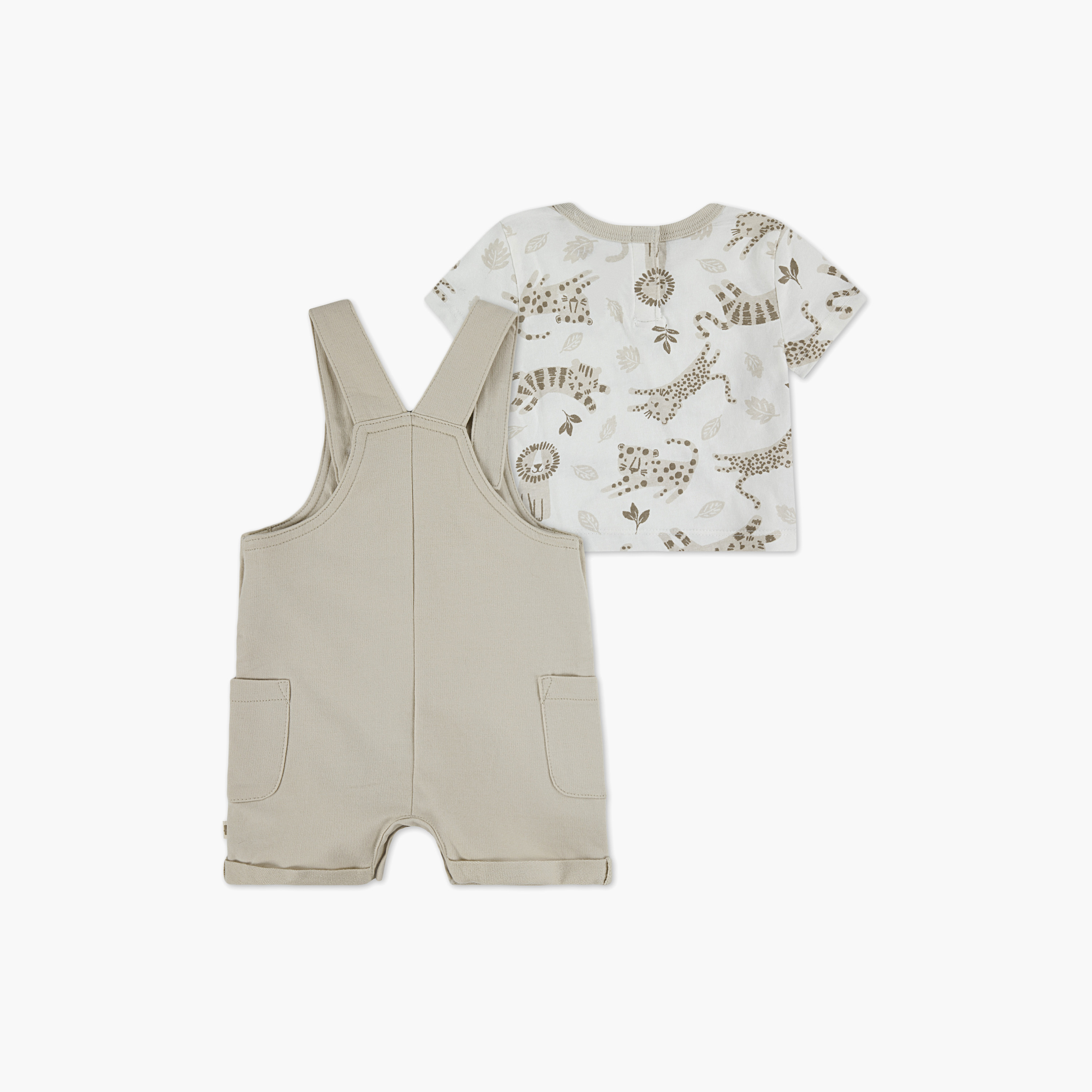 Huggies Floral Printed Short Sleeves Dungaree with T-Shirt-baby-boys-clothing-setsandcoords-image-2