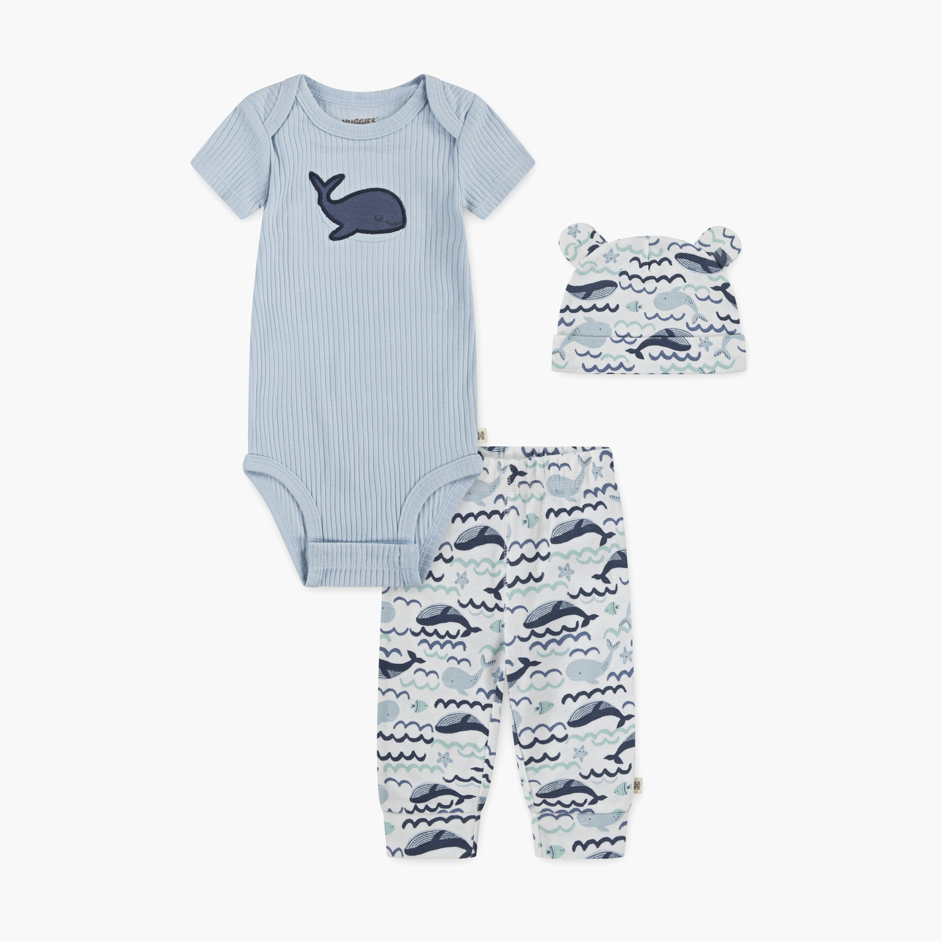 Huggies 3-Piece Printed Short Sleeves Bodysuit, Joggers with Cap-baby-boys-clothing-setsandcoords-image-1