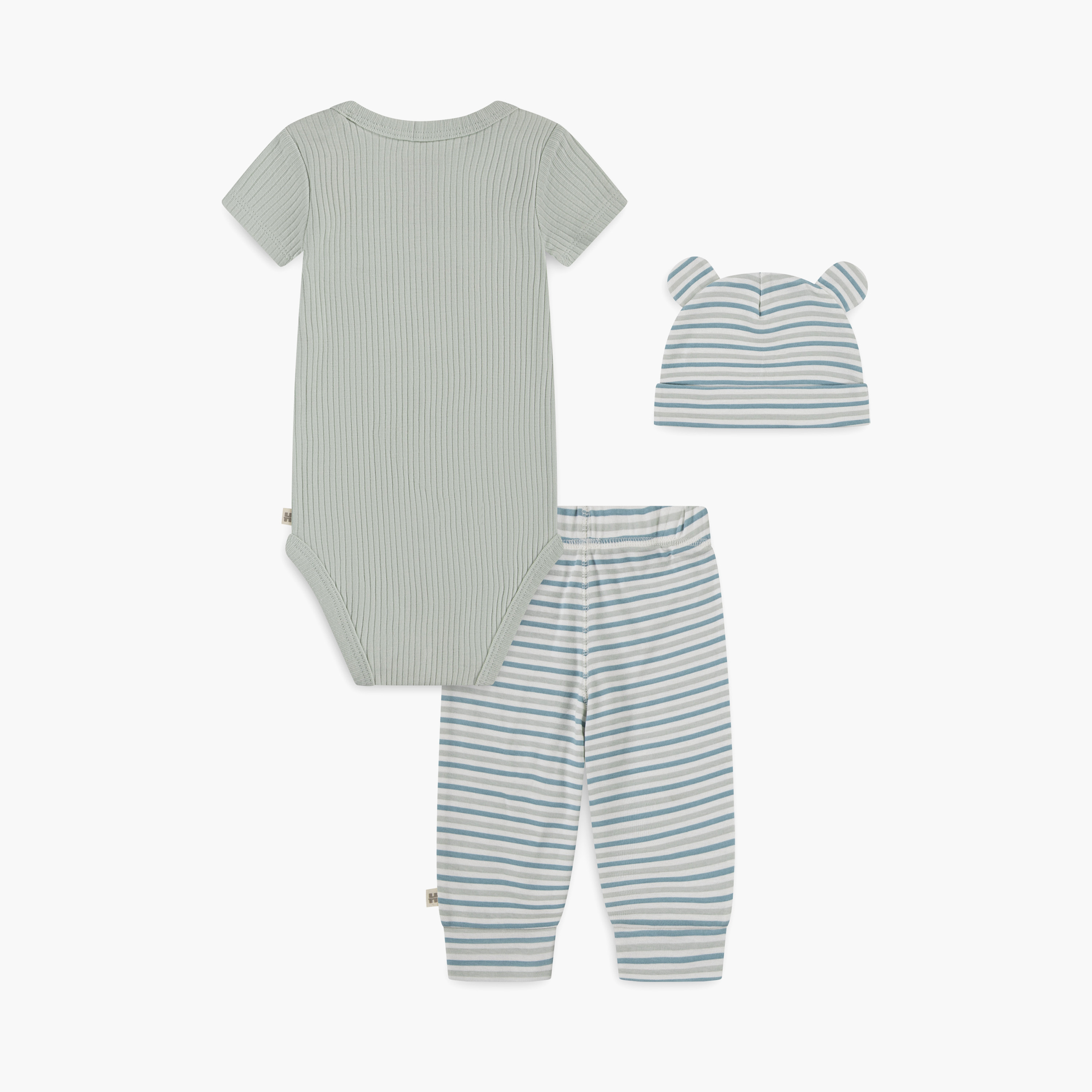 Huggies 3-Piece Solid Short Sleeves Bodysuit, Joggers with Cap-baby-boys-clothing-setsandcoords-image-2
