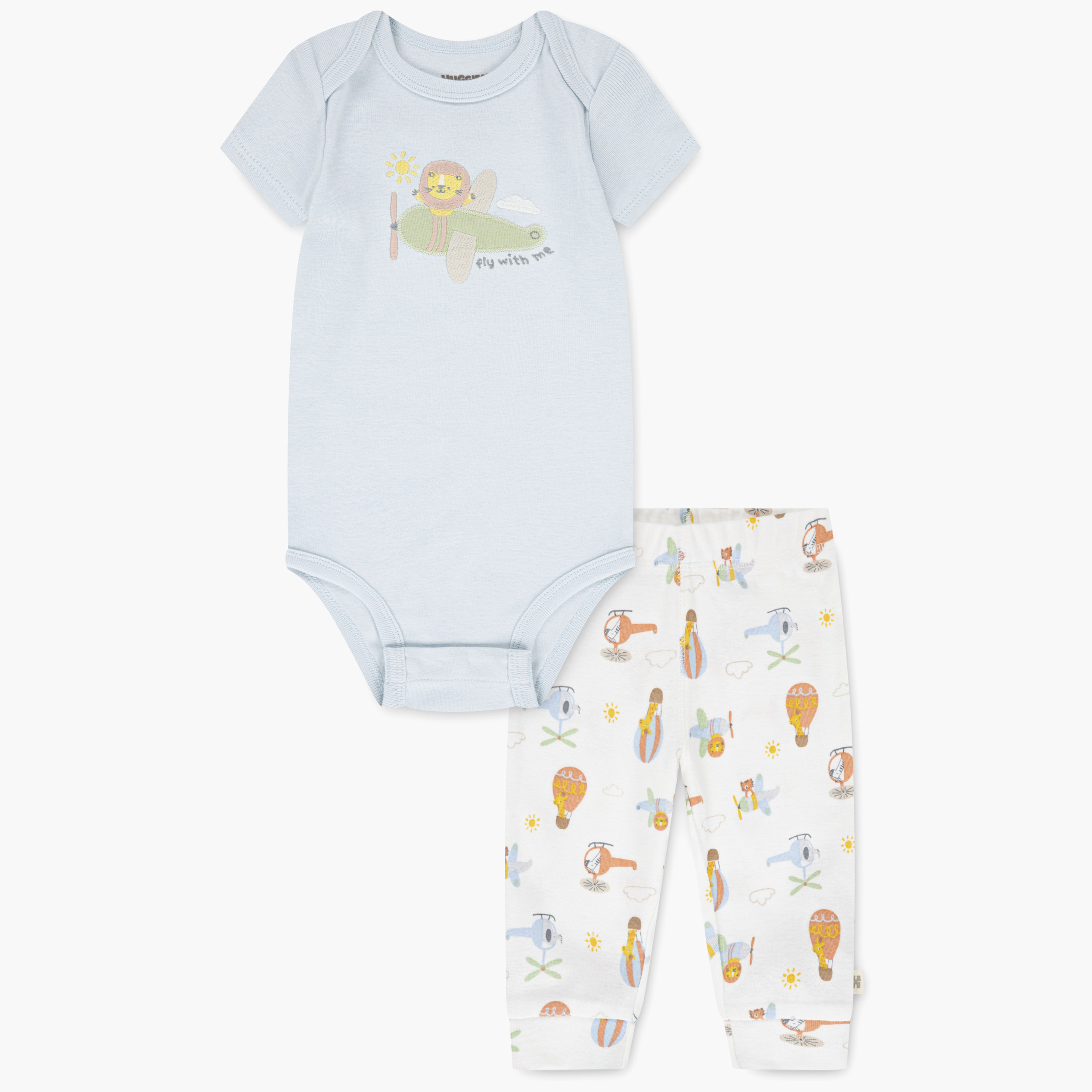 طقم بودي سوت بأكمام قصيرة وبطبعات، وبنطال ركض مع قبعة، 3 قطع من هاجيز-baby-boys-clothing-setsandcoords-image-1