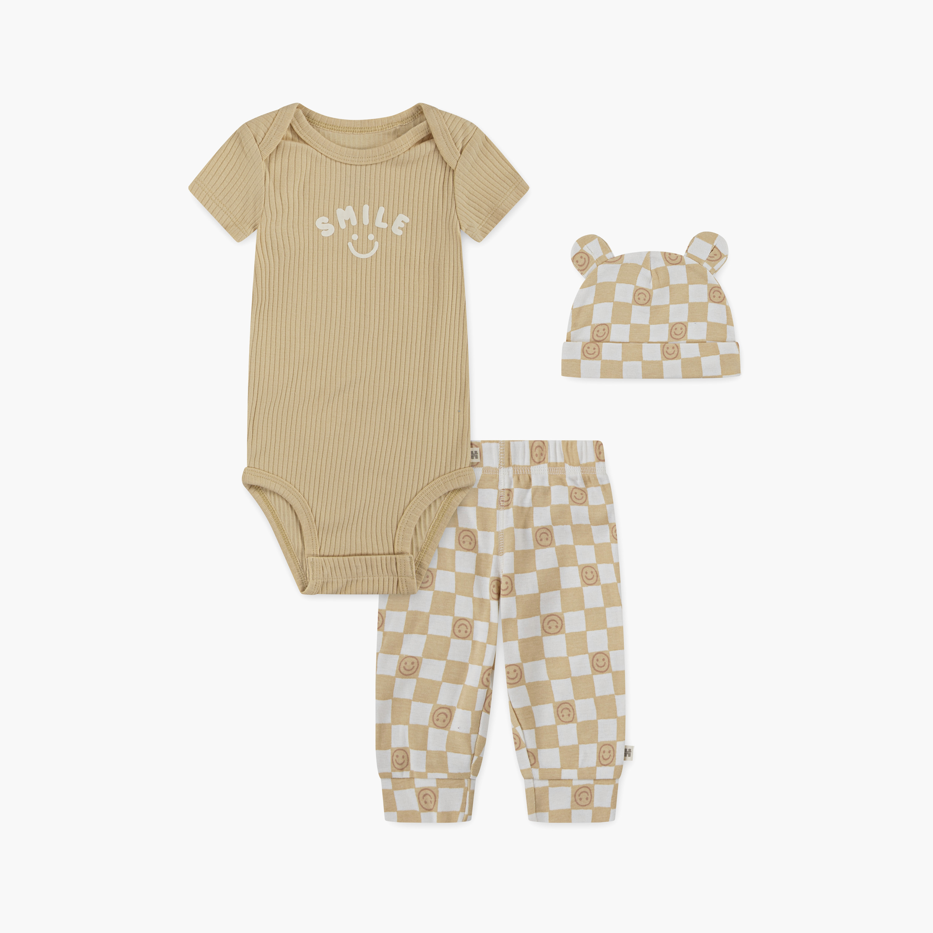 Huggies 3-Piece Solid Short Sleeves Bodysuit, Joggers with Cap-baby-boys-clothing-setsandcoords-image-1