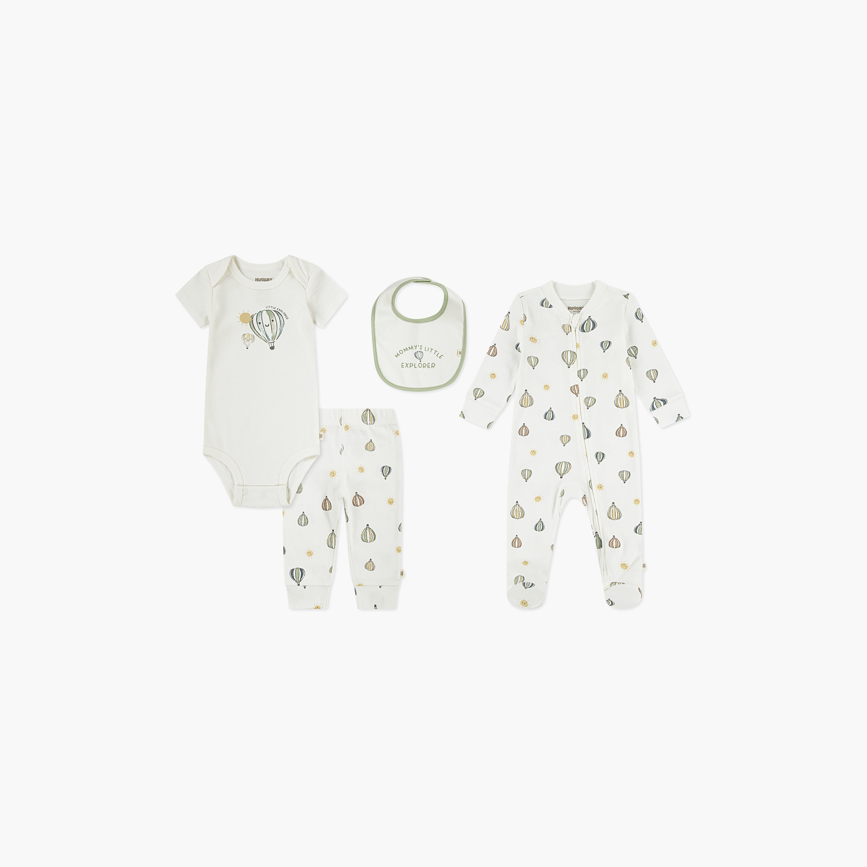 Huggies 4-Piece Printed Bodysuit, Sleepsuit, Bib with Joggers-baby-boys-clothing-setsandcoords-image-1