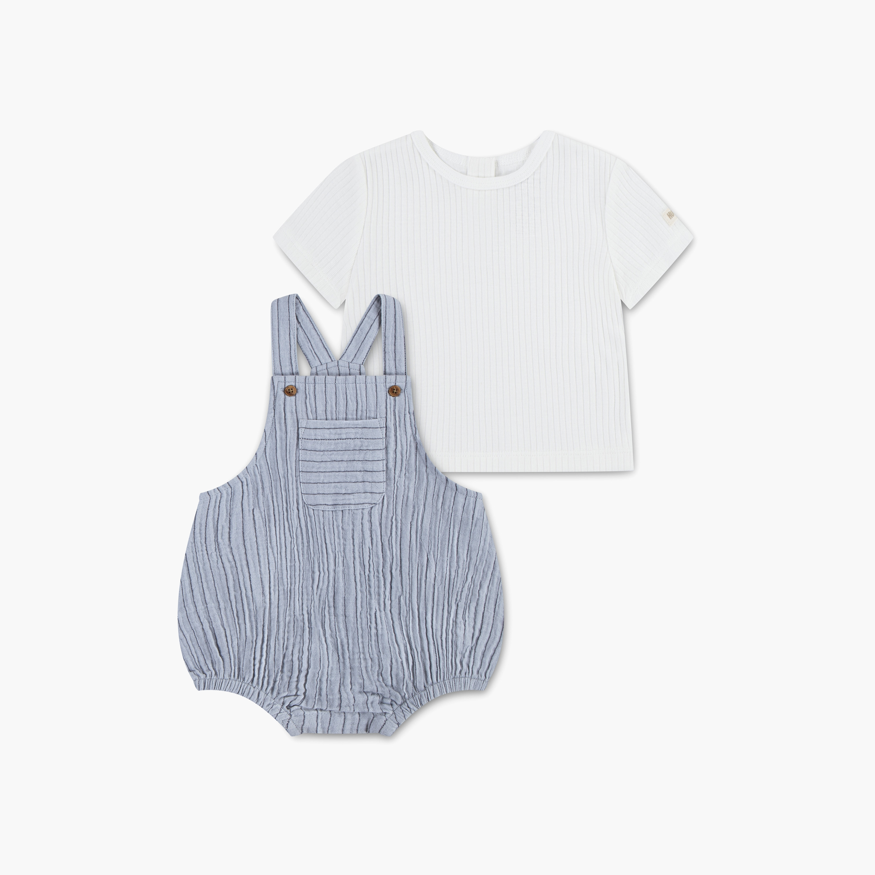 Huggies Solid Short Sleeves Dungaree with T-Shirt-baby-boys-clothing-setsandcoords-image-1
